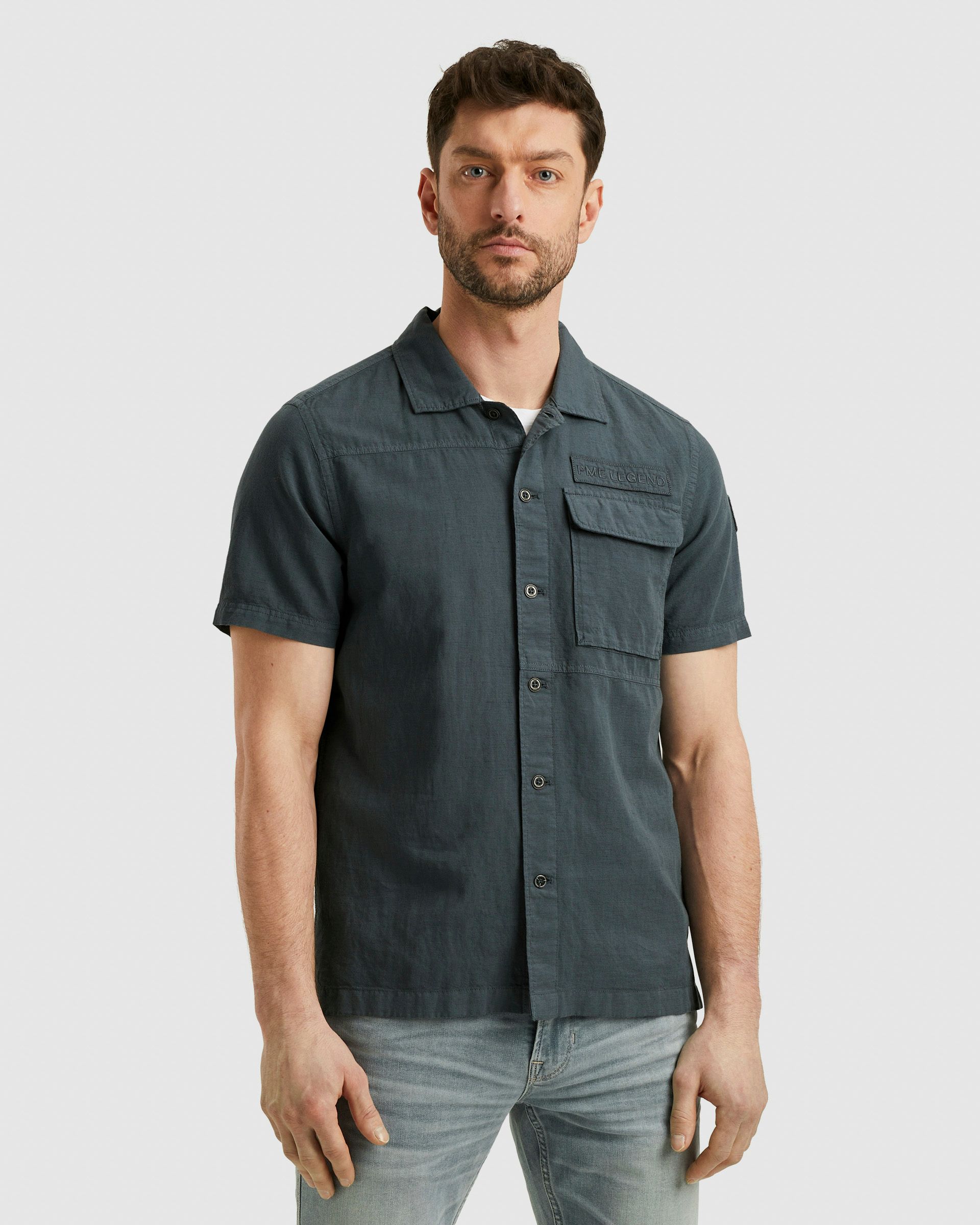 PME Legend Casual Overhemd KM Antraciet 101928-001-L