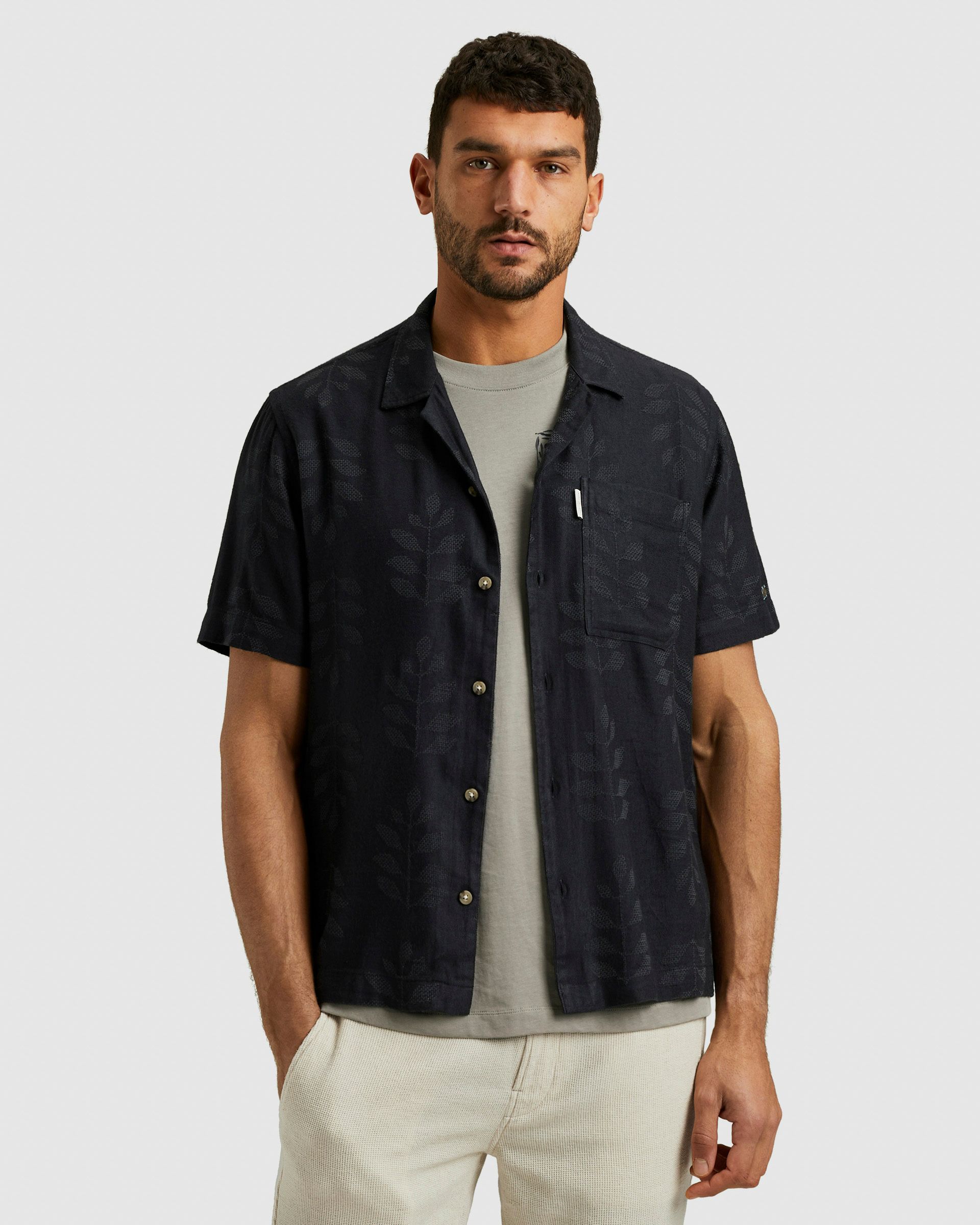 Cast Iron Casual Overhemd KM Blauw 102000-001-L
