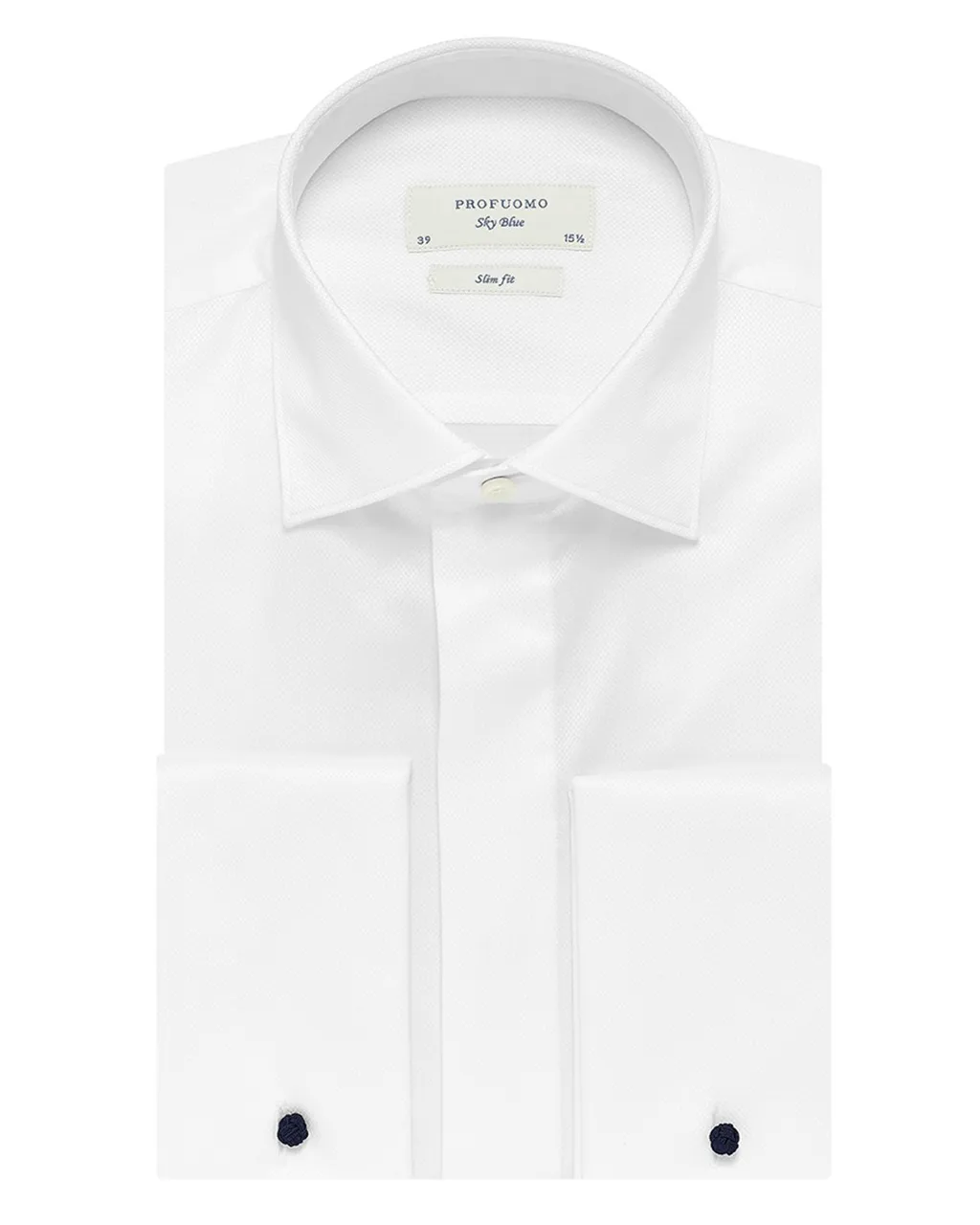 Profuomo Sky Blue Slim fit Smoking Overhemd Wit 017973-01-37