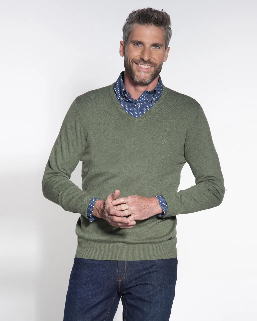 Campbell Trui V-hals Donkergroen 044530-480-L