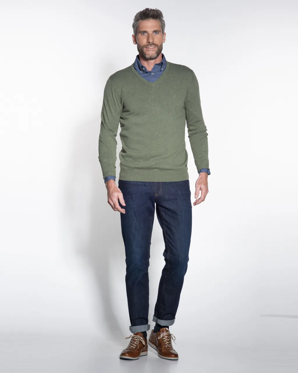 Campbell Trui V-hals Donkergroen 044530-480-L