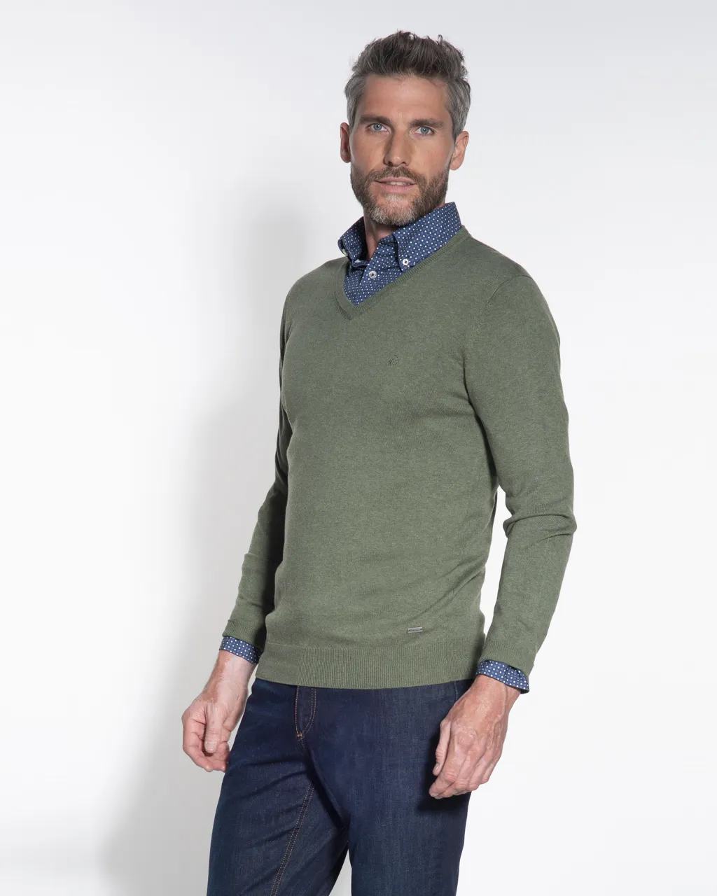 Campbell Trui V-hals Donkergroen 044530-480-L