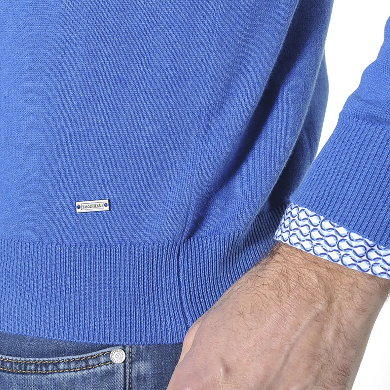 Campbell Trui V-hals Blauw uni 044530-301-L
