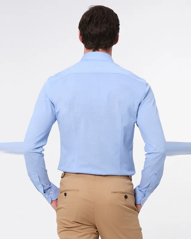 Dutch Dandies Knitted Slim fit Overhemd LM Lichtblauw uni 053081-001-37