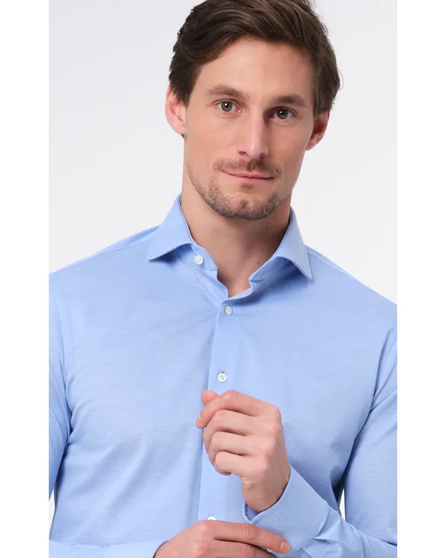 Dutch Dandies Knitted Slim fit Overhemd LM Lichtblauw uni 053081-001-37