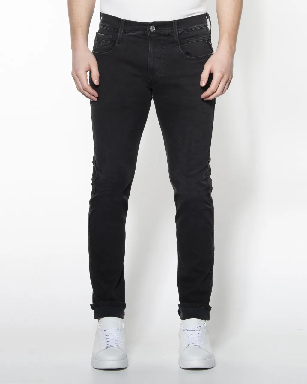 Replay Anbass Hyperflex Jeans Zwart 058820-001-28/32