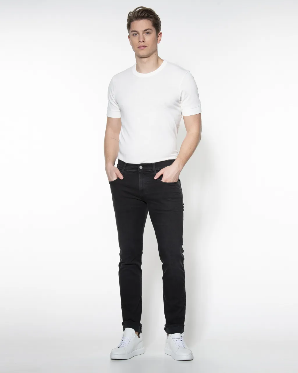Replay Anbass Hyperflex Jeans Zwart 058820-001-28/32