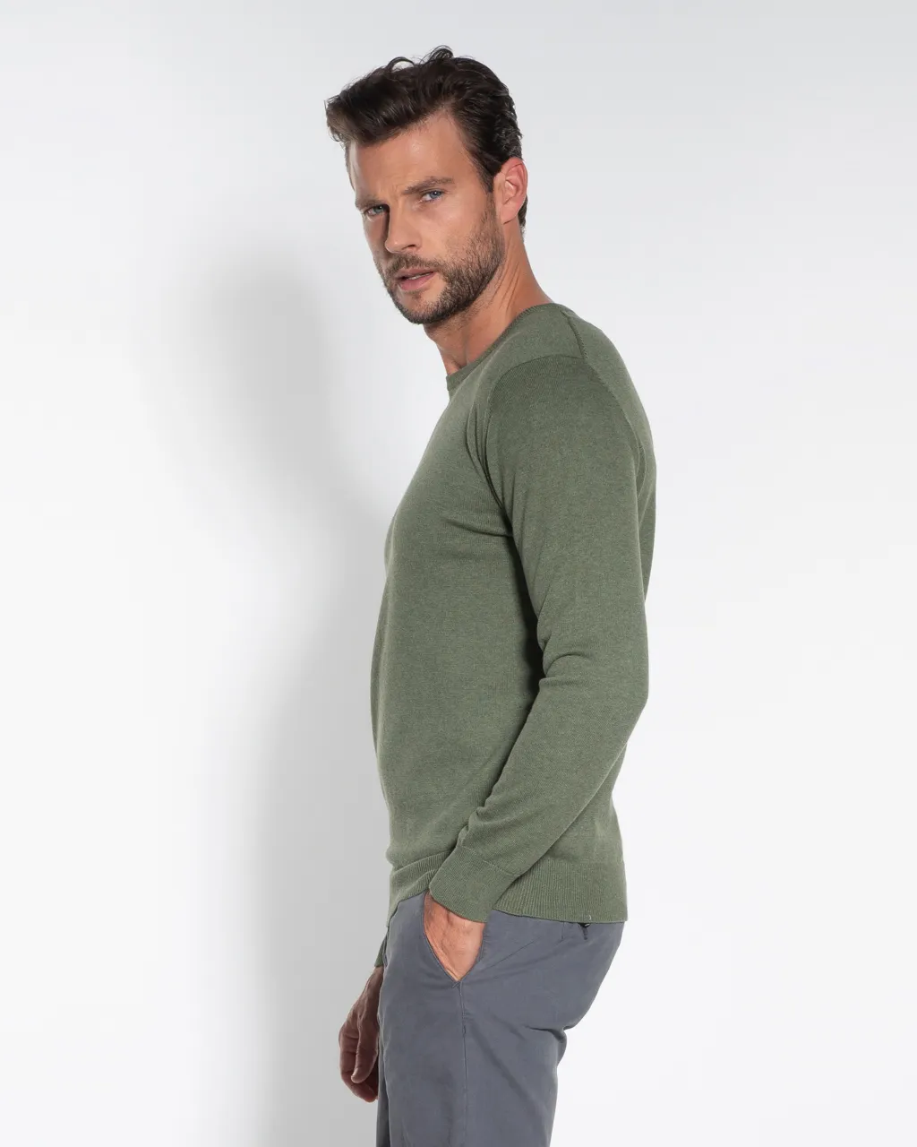The BLUEPRINT Premium Trui ronde hals  Donkergroen 059703-006-L