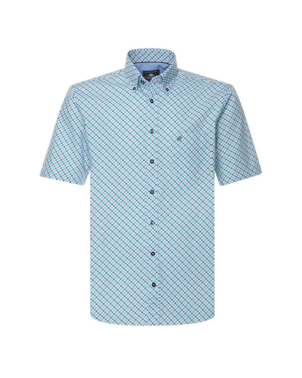 Campbell Casual Overhemd KM Aqua print 064463-001-L