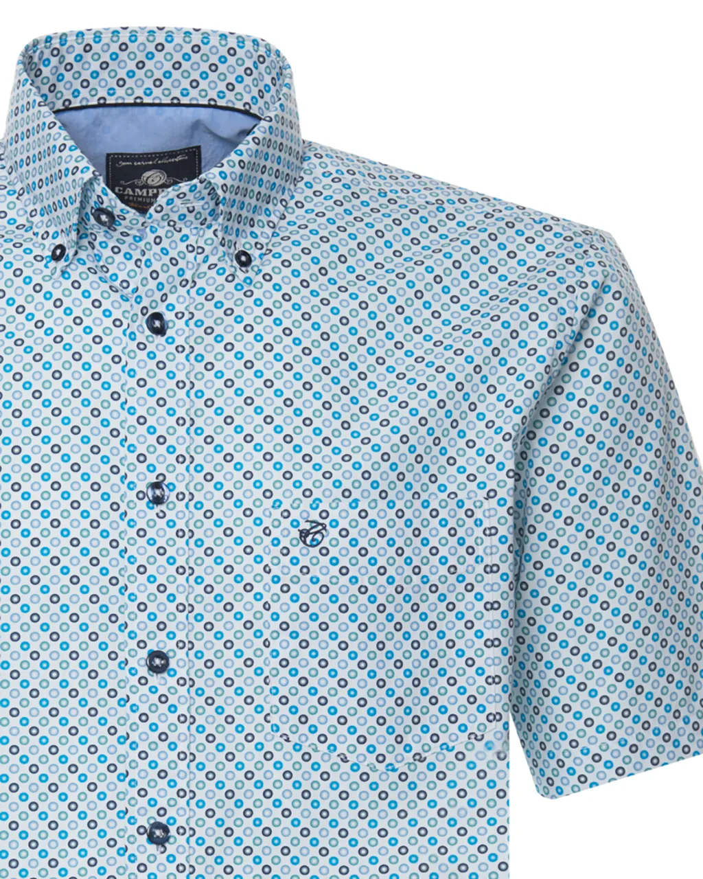 Campbell Casual Overhemd KM Aqua print 064463-001-L