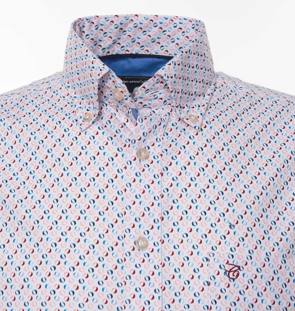 Campbell Casual Overhemd KM Donkergeel print 064466-002-L
