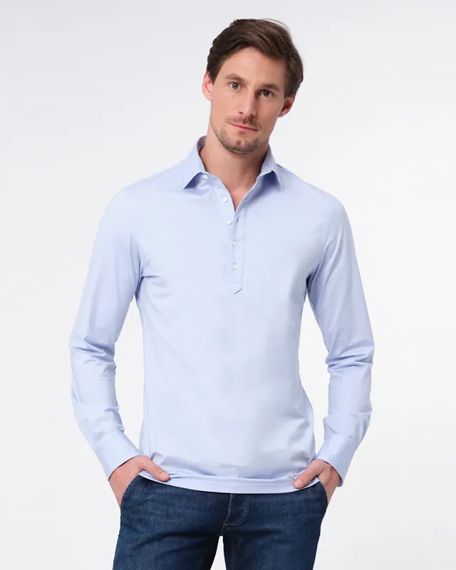 Dutch Dandies Popover Polo LM Lichtblauw uni 067875-003-37