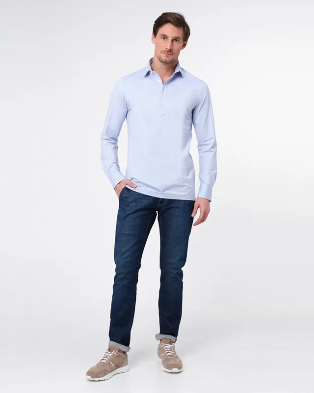 Dutch Dandies Popover Polo LM Lichtblauw uni 067875-003-37