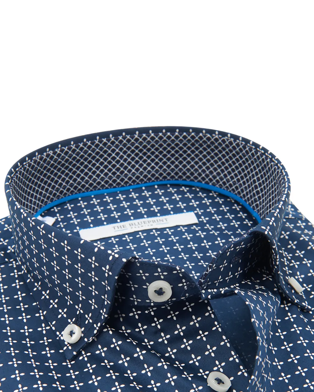 The BLUEPRINT Premium Trendy overhemd LM Donkerblauw print 070251-001-L