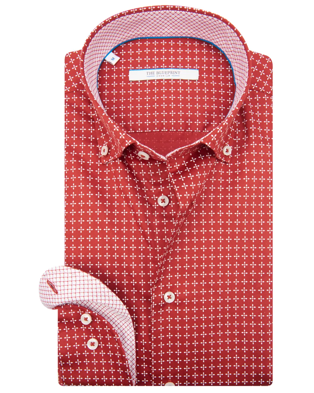 The BLUEPRINT Premium Trendy overhemd LM Rood print 070252-001-L