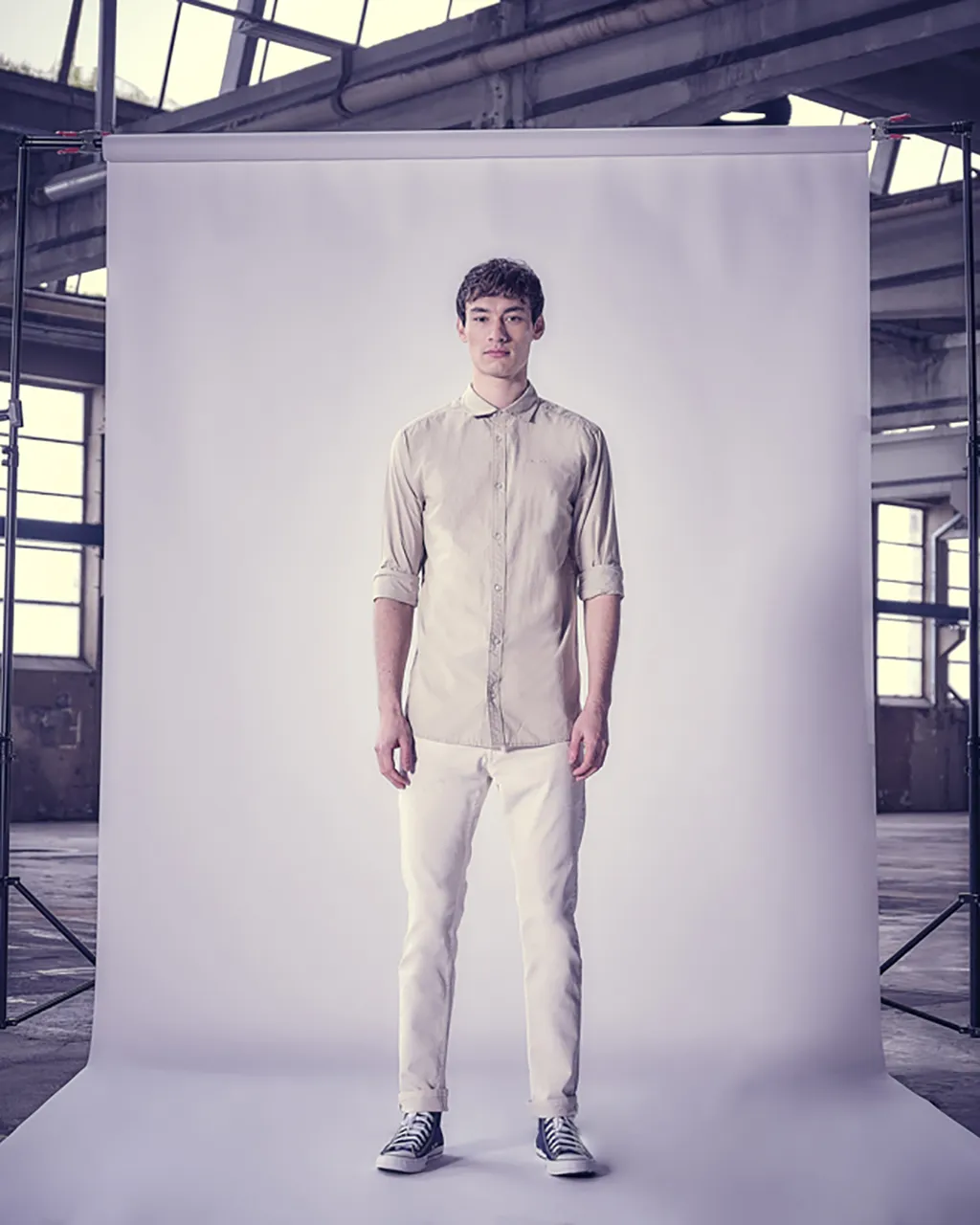 J.C. RAGS Casual Overhemd LM Lichtbeige uni 071696-002-L