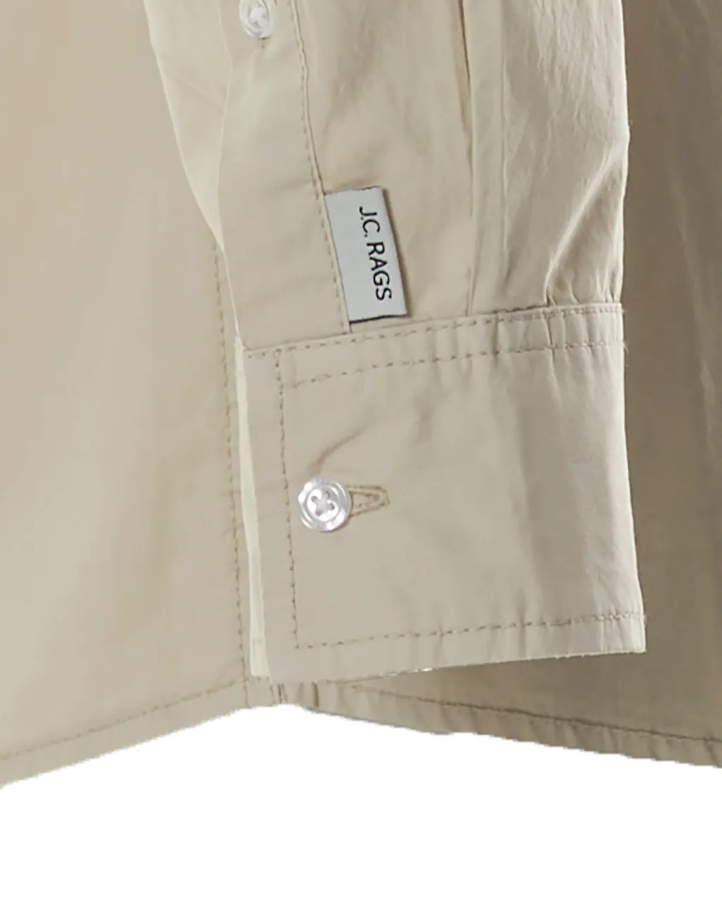 J.C. RAGS Casual Overhemd LM Lichtbeige uni 071696-002-L