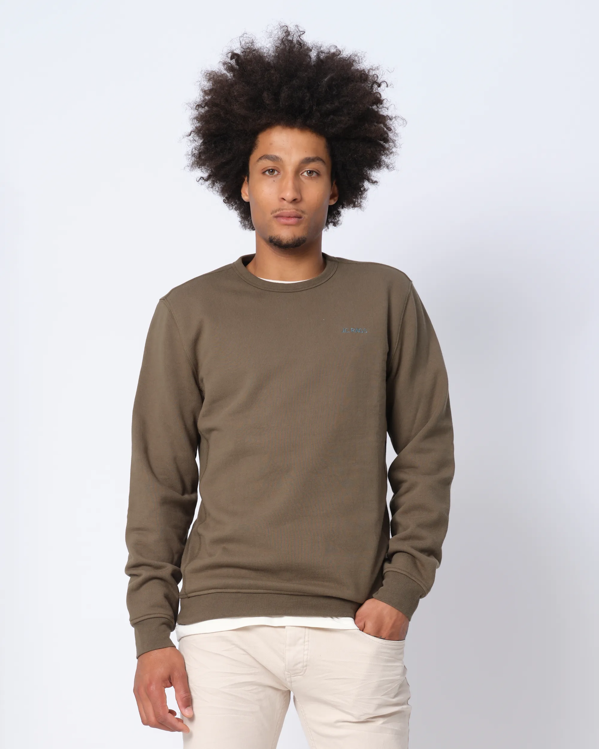 J.C. RAGS Jeremy Sweater Olijf groen uni 073067-007-L