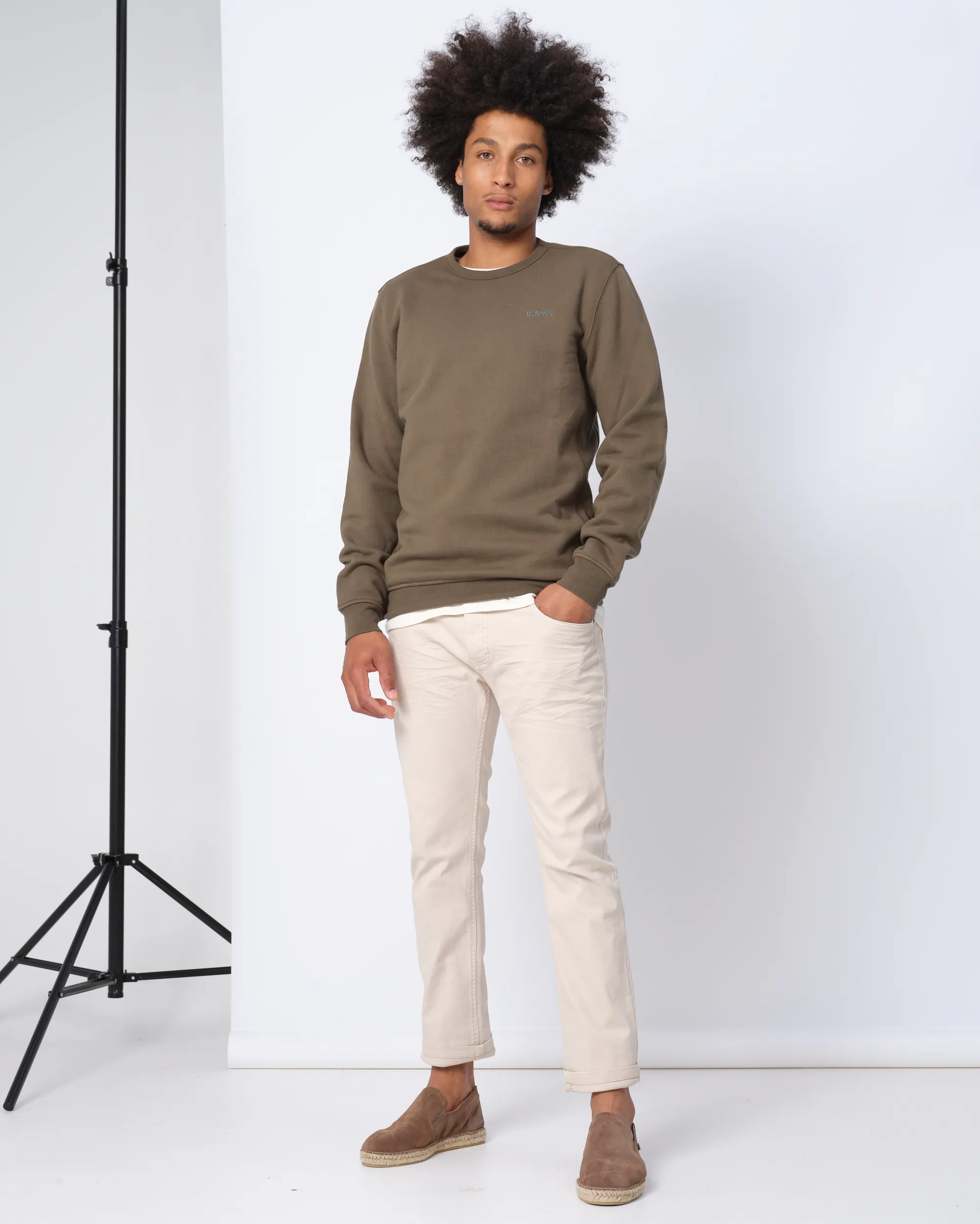 J.C. RAGS Jeremy Sweater Olijf groen uni 073067-007-L