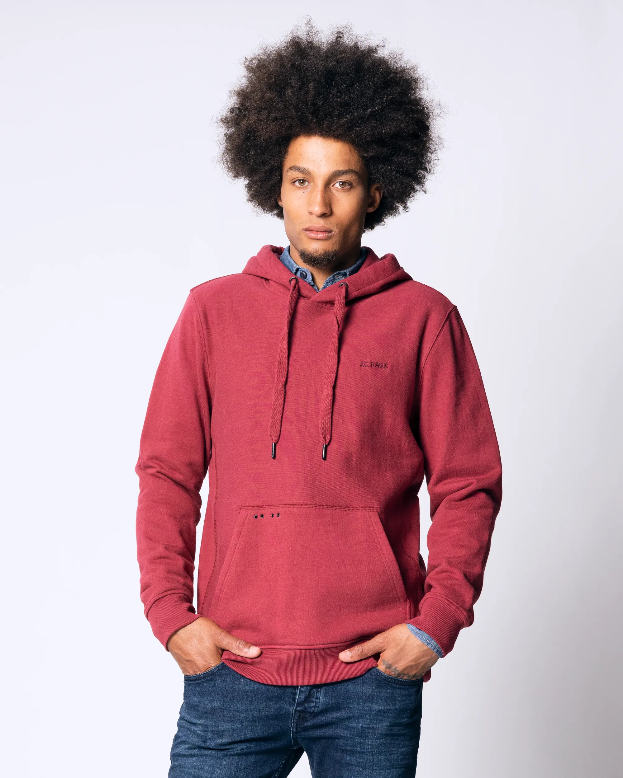 J.C. RAGS Jacob Hoodie Donkerrood uni 073070-008-L