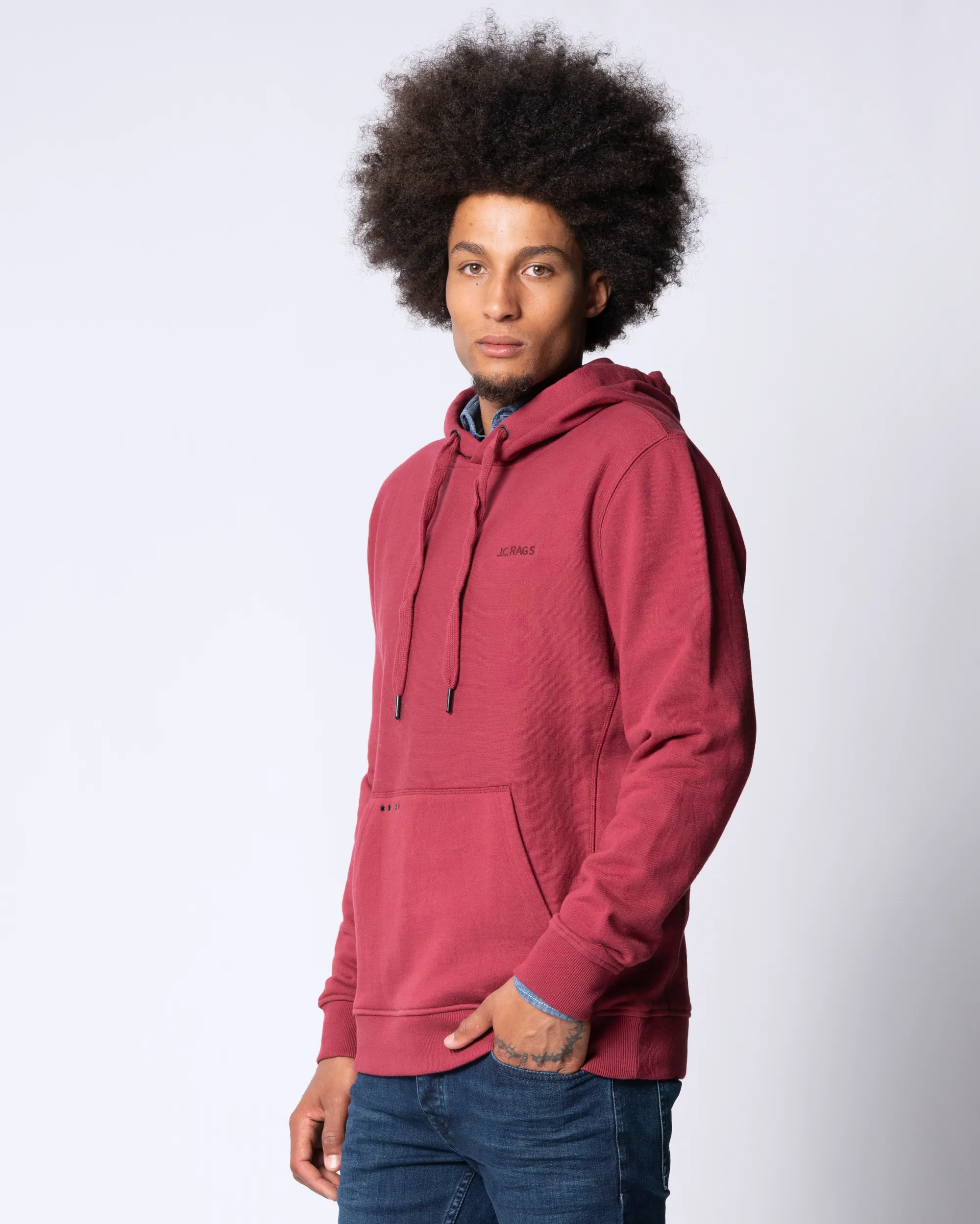 J.C. RAGS Jacob Hoodie Donkerrood uni 073070-008-L
