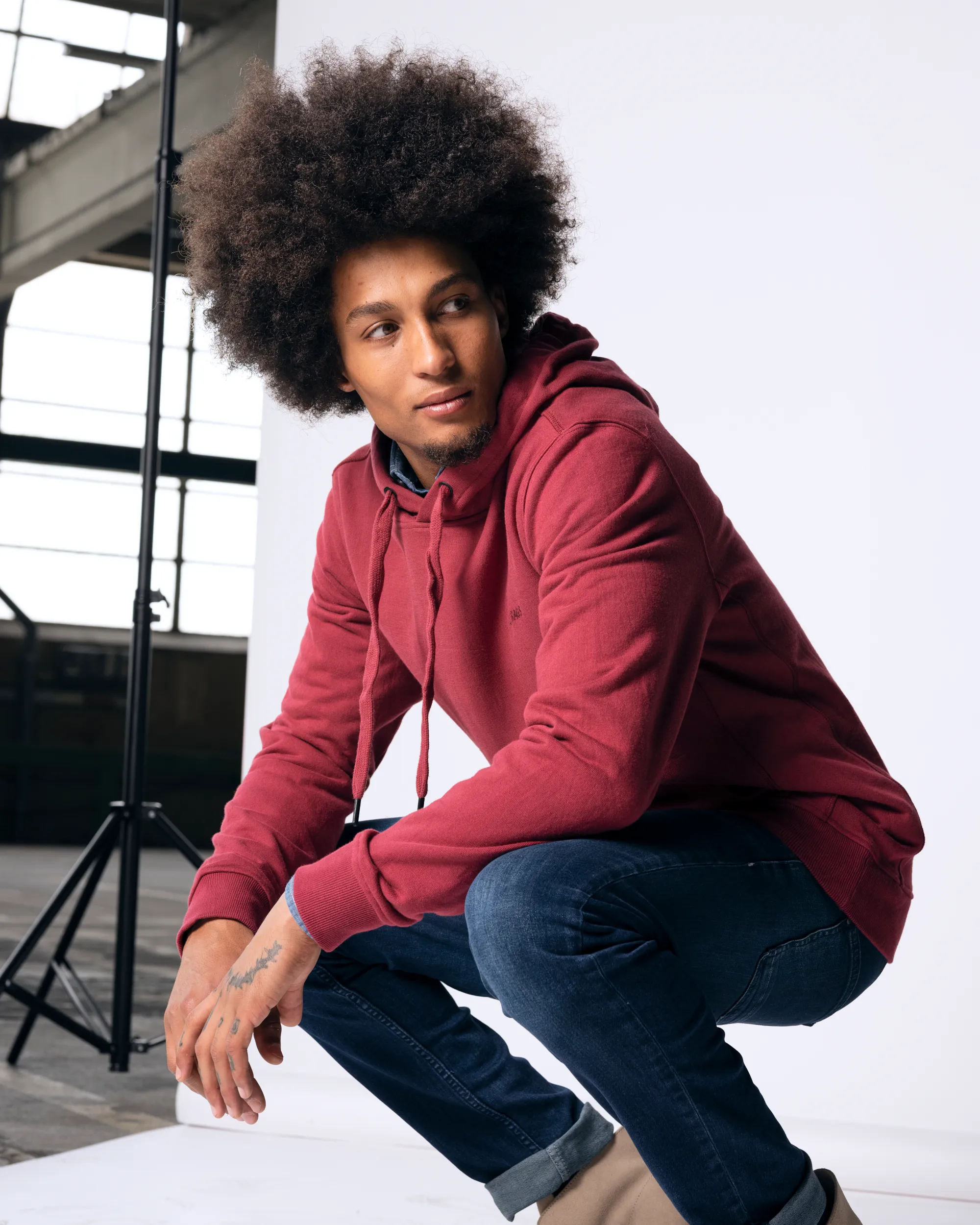 J.C. RAGS Jacob Hoodie Donkerrood uni 073070-008-L