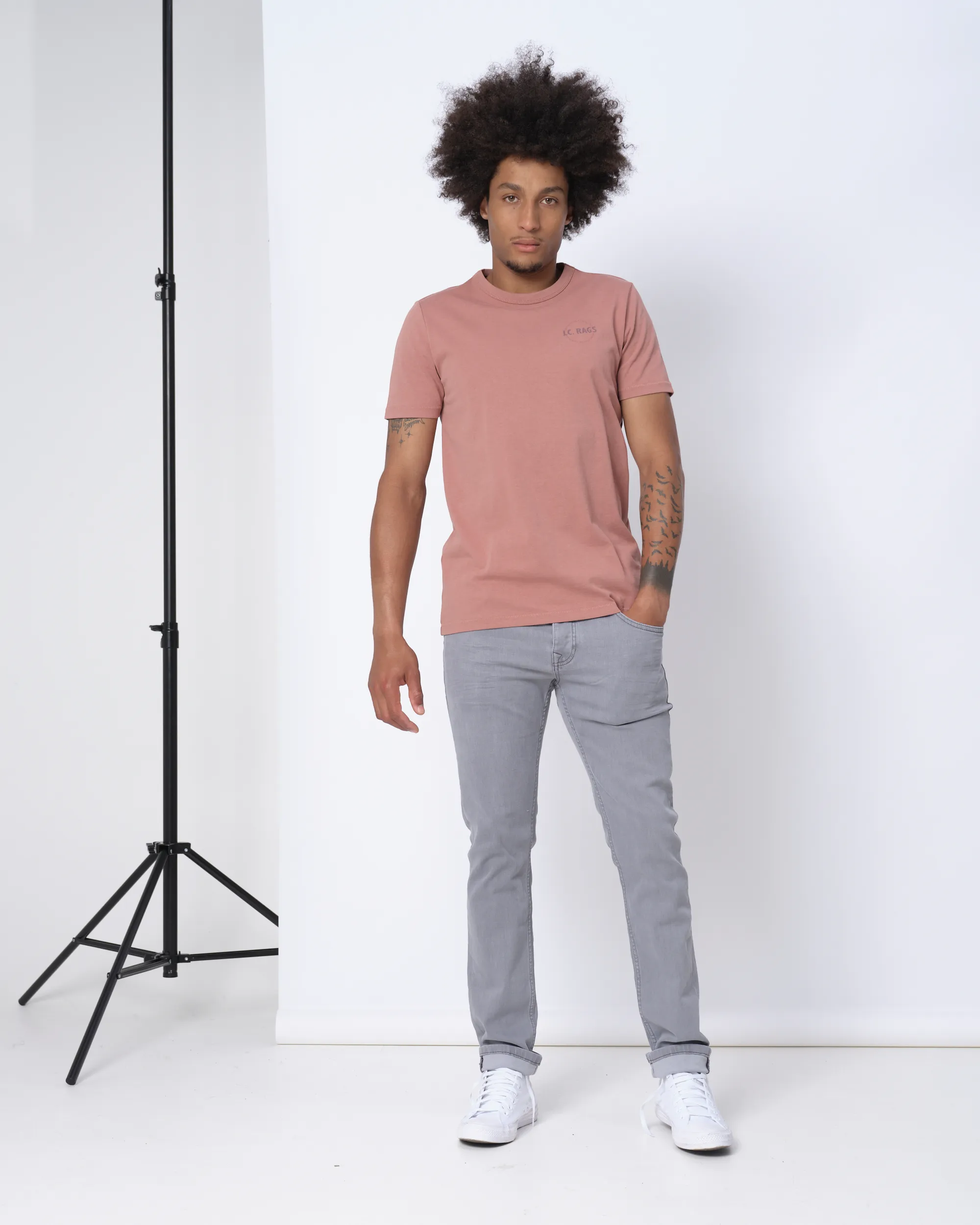 J.C. RAGS Johan T-shirt KM Roze uni 073071-007-L