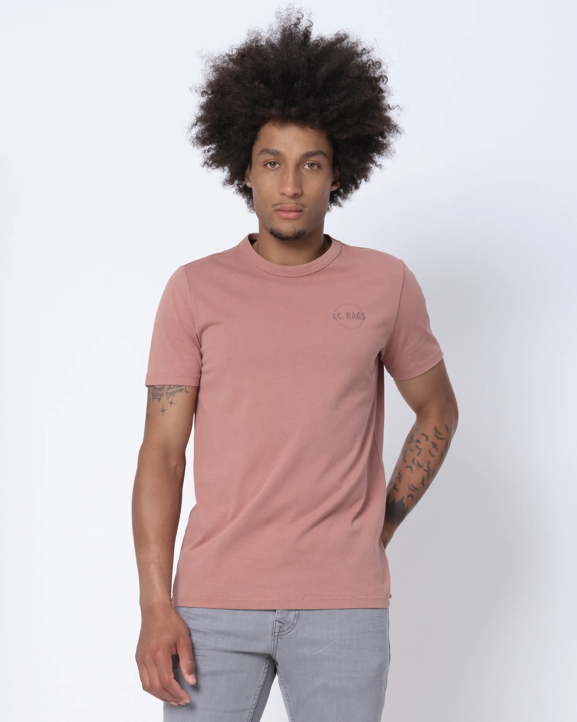 J.C. RAGS Johan T-shirt KM Roze uni 073071-007-L