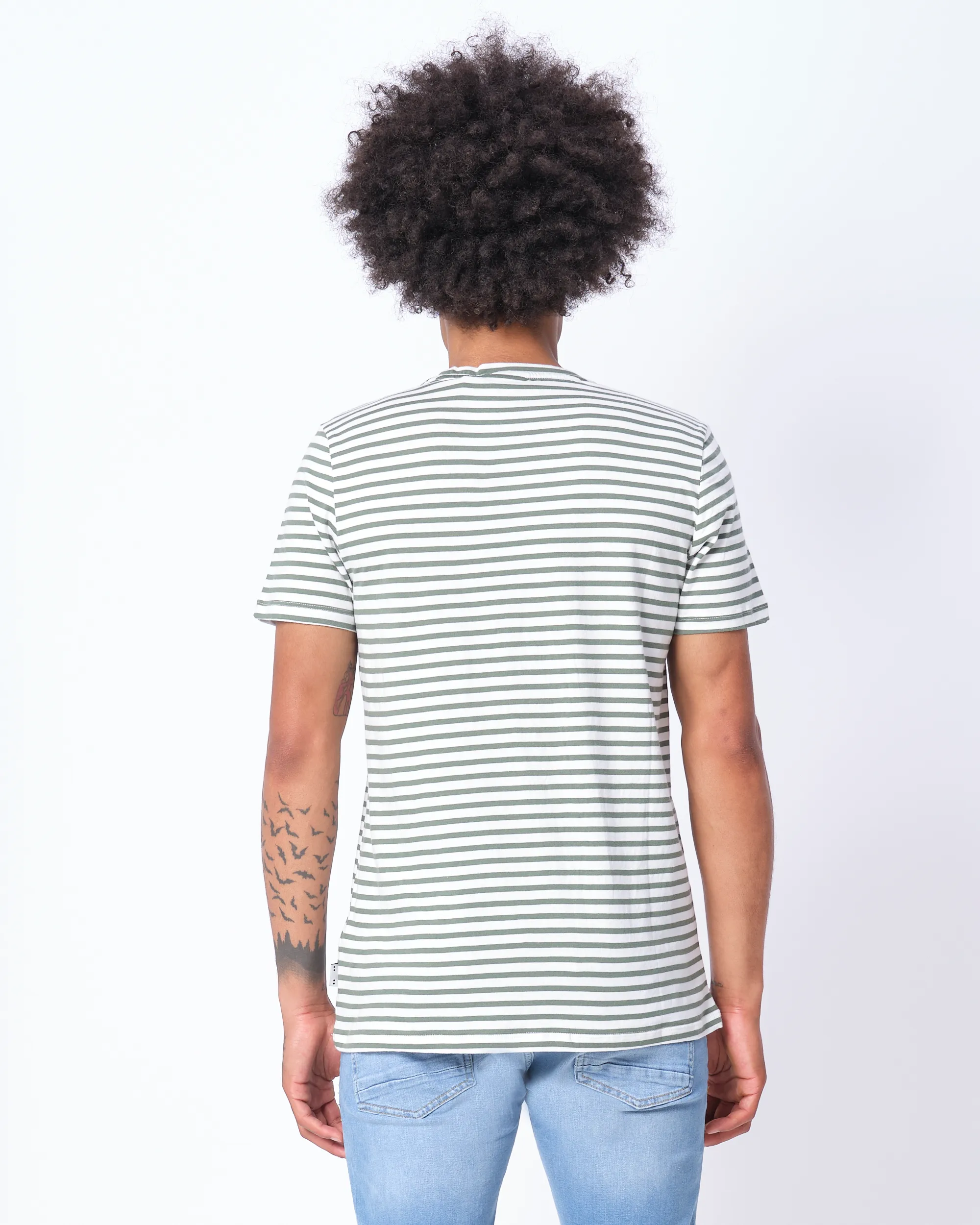 J.C. RAGS Johnny T-shirt KM Midden blauw streep 073072-002-L