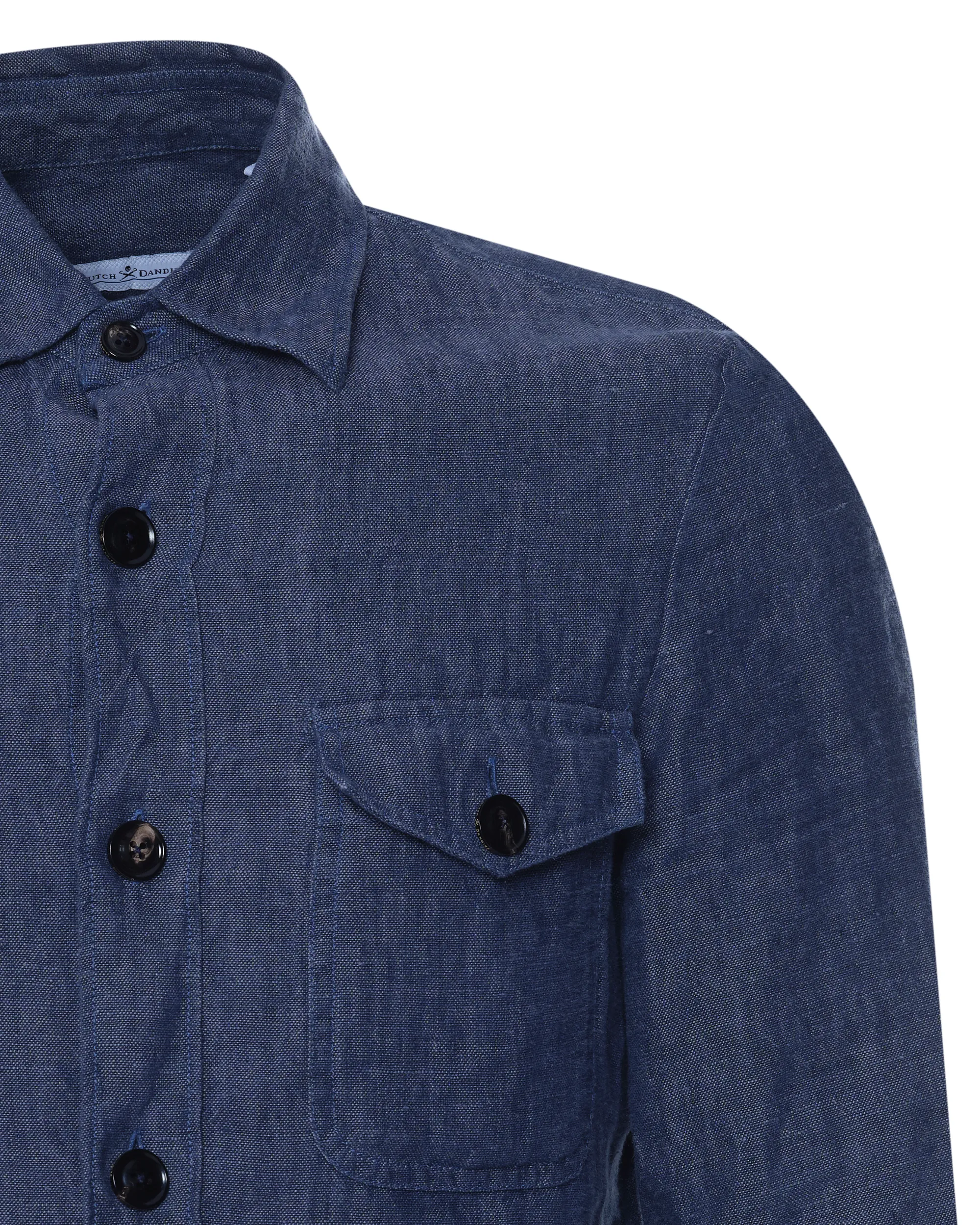 Dutch Dandies Linnen Overshirt Middenblauw uni 073902-001-L