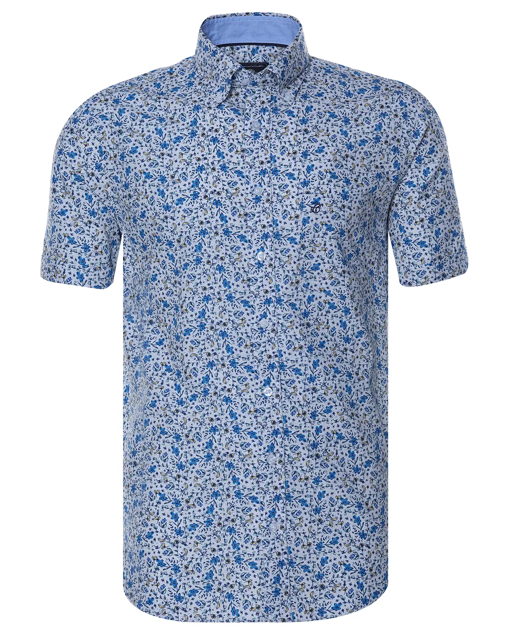 Campbell Casual Overhemd KM Lichtblauw dessin 073943-008