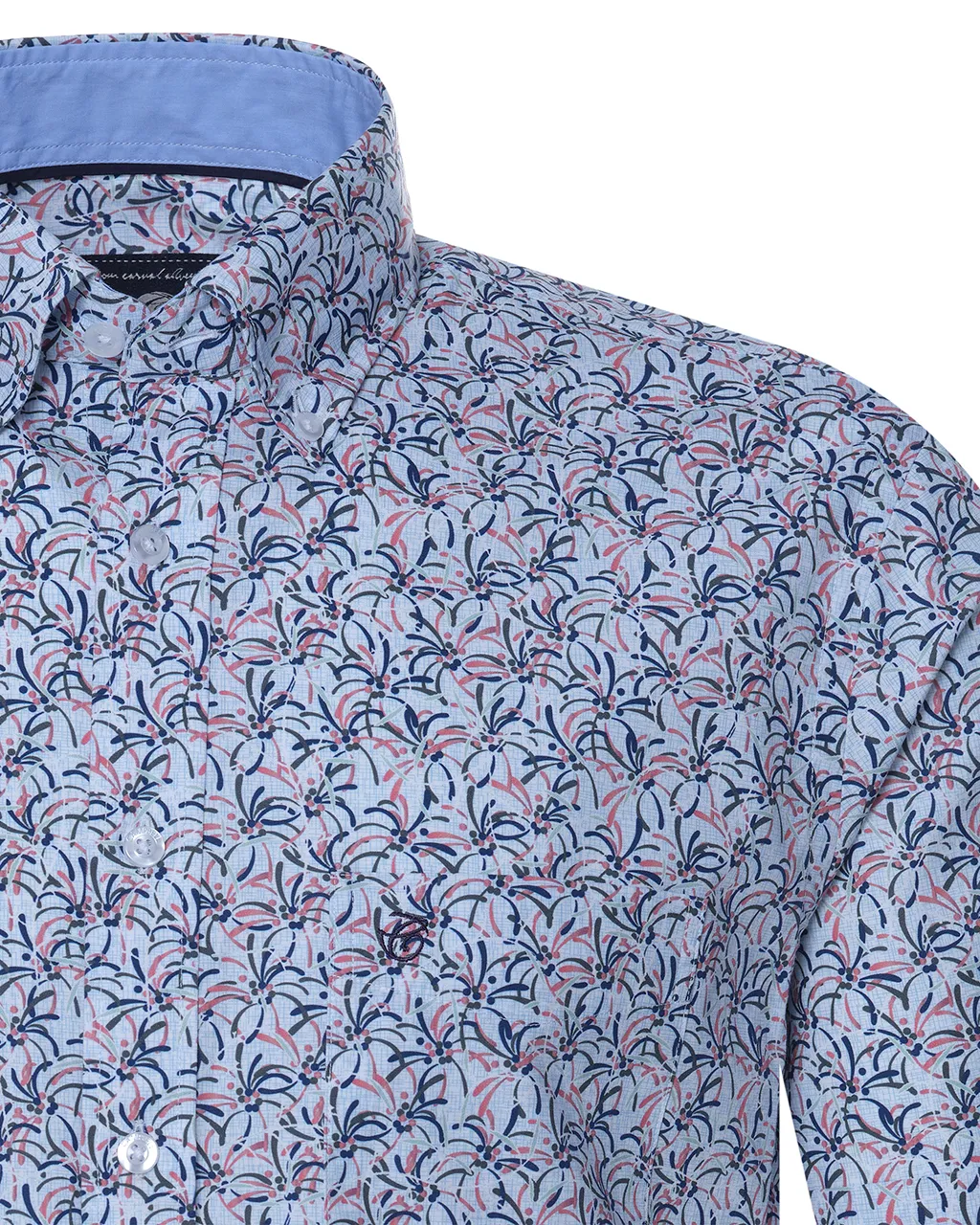 Campbell Casual Overhemd KM Rood dessin 073943-009-L