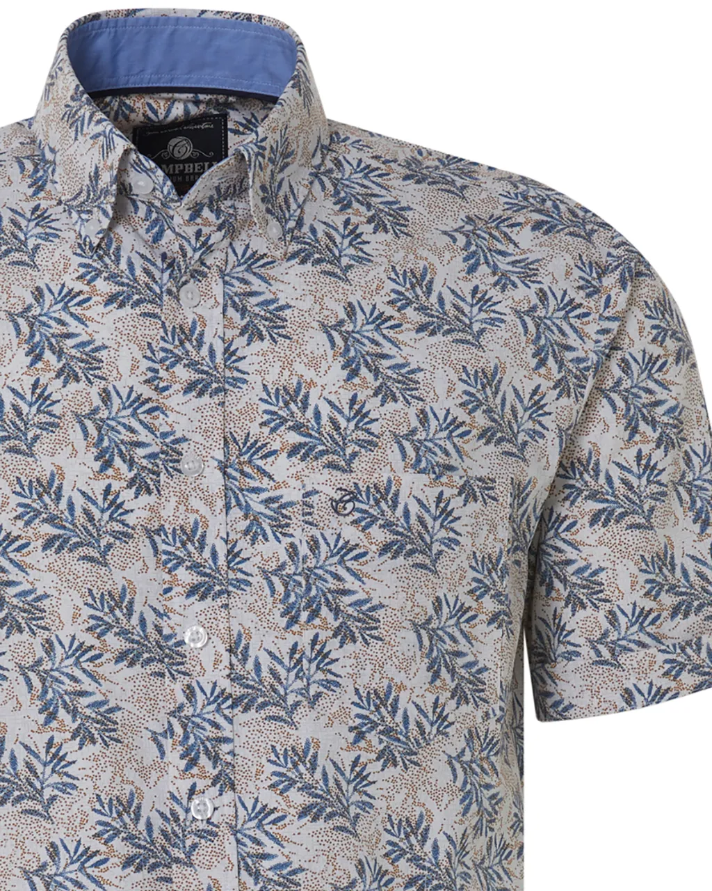 Campbell Casual Overhemd KM Grijs dessin 073943-011-L