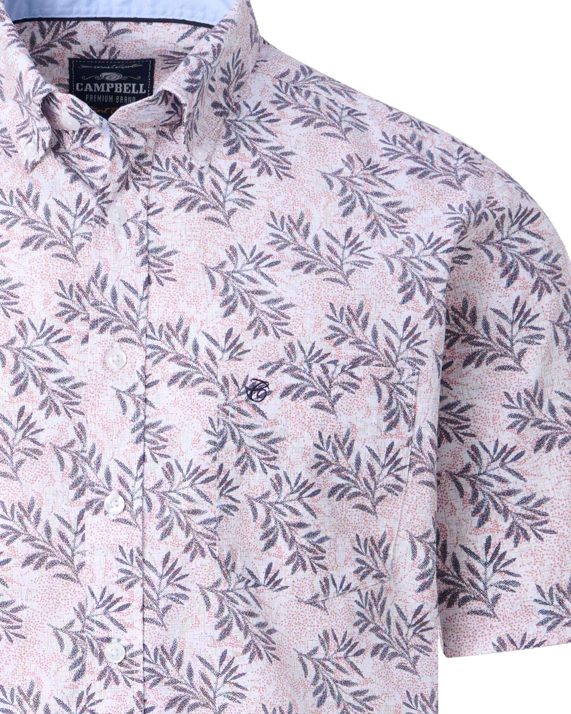 Campbell Casual Overhemd KM Rood / Roze 073943-014