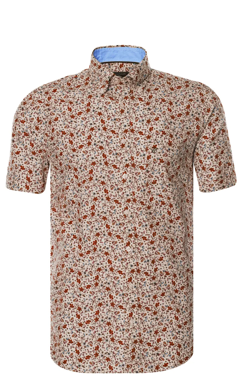 Campbell Casual Overhemd KM Oranje dessin 073943-016-L