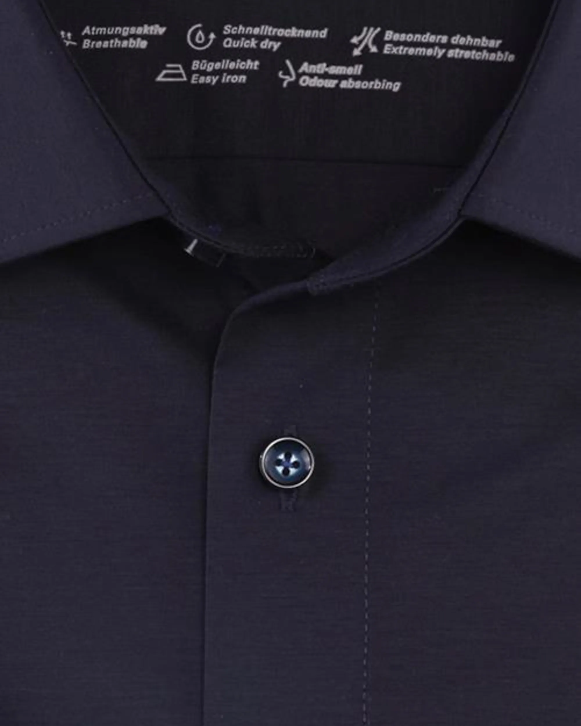 OLYMP 24/Seven Modern Fit Overhemd KM Donker blauw 074112-001-37