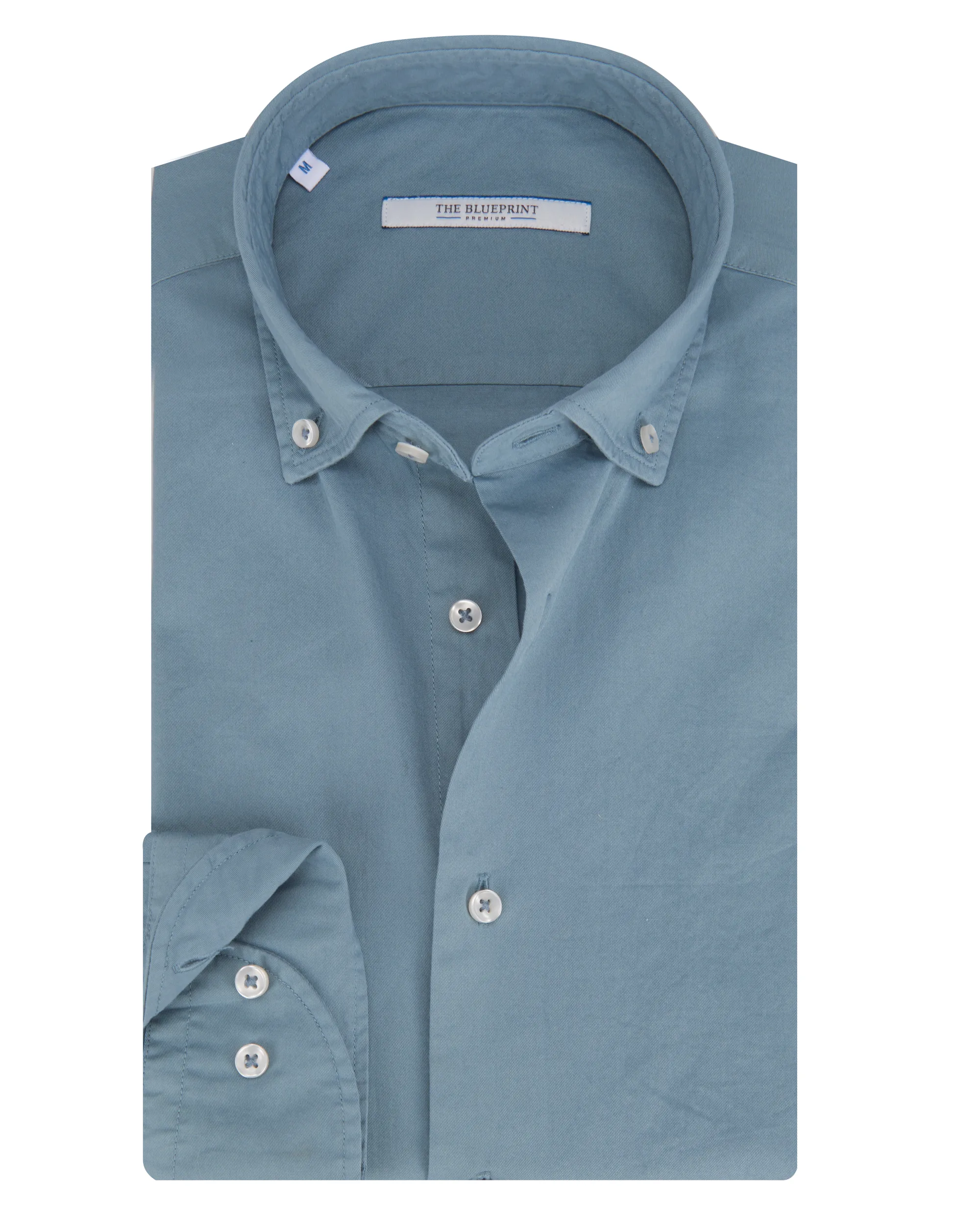 The BLUEPRINT Premium Trendy overhemd LM Middenblauw uni 075032-009