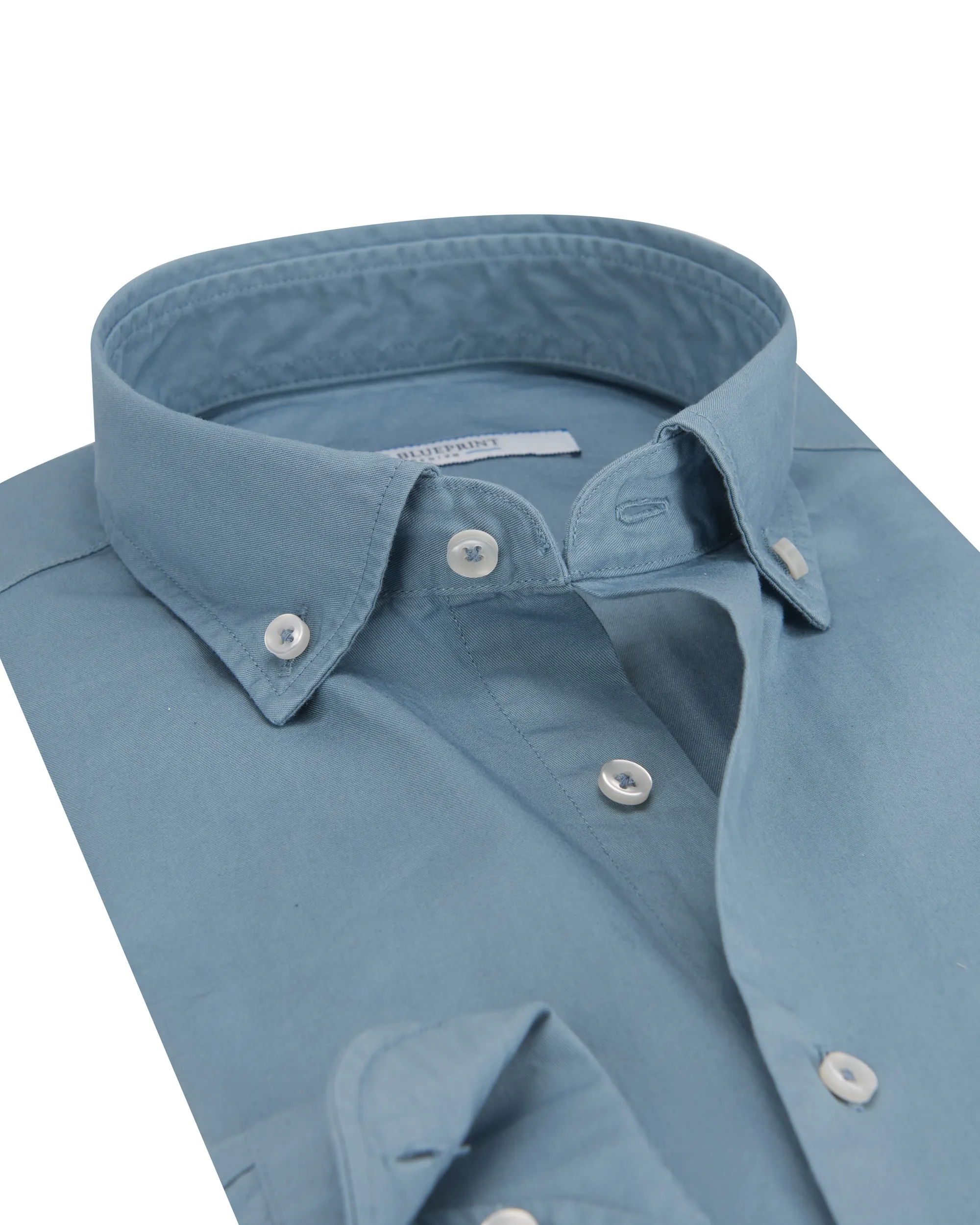 The BLUEPRINT Premium Trendy overhemd LM Middenblauw uni 075032-009