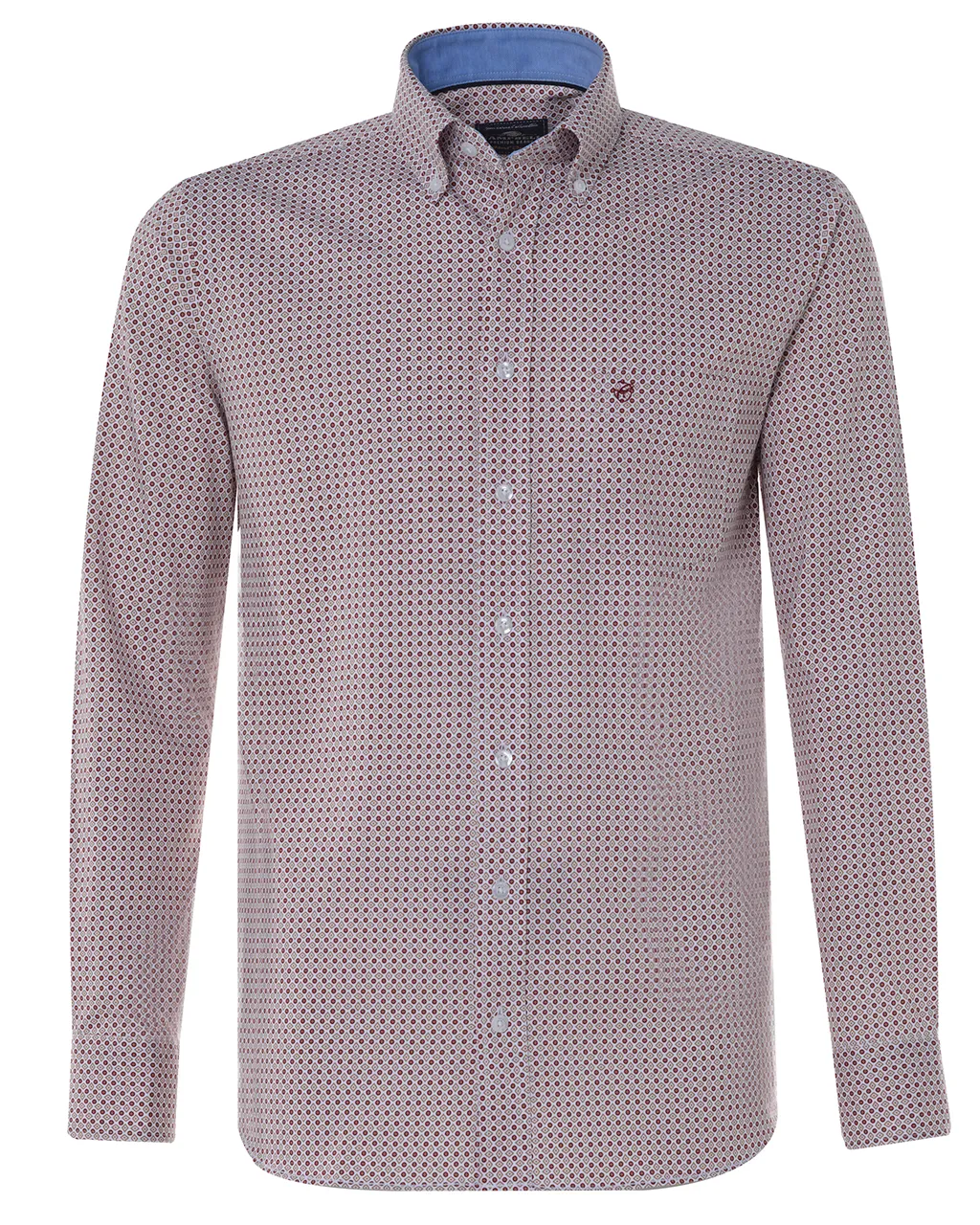 Campbell Casual Overhemd LM Beige print 076482-007-L
