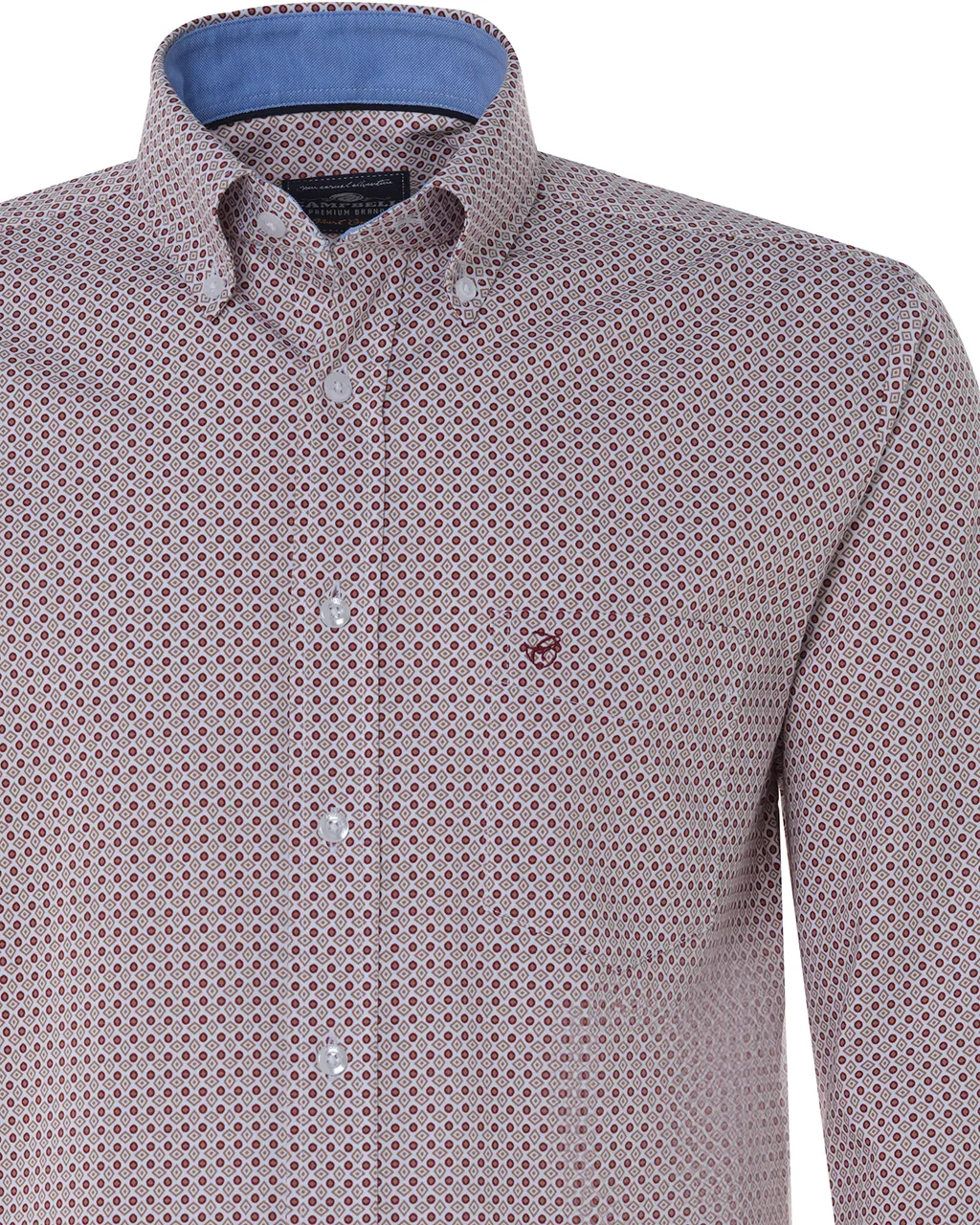 Campbell Casual Overhemd LM Beige print 076482-007-L