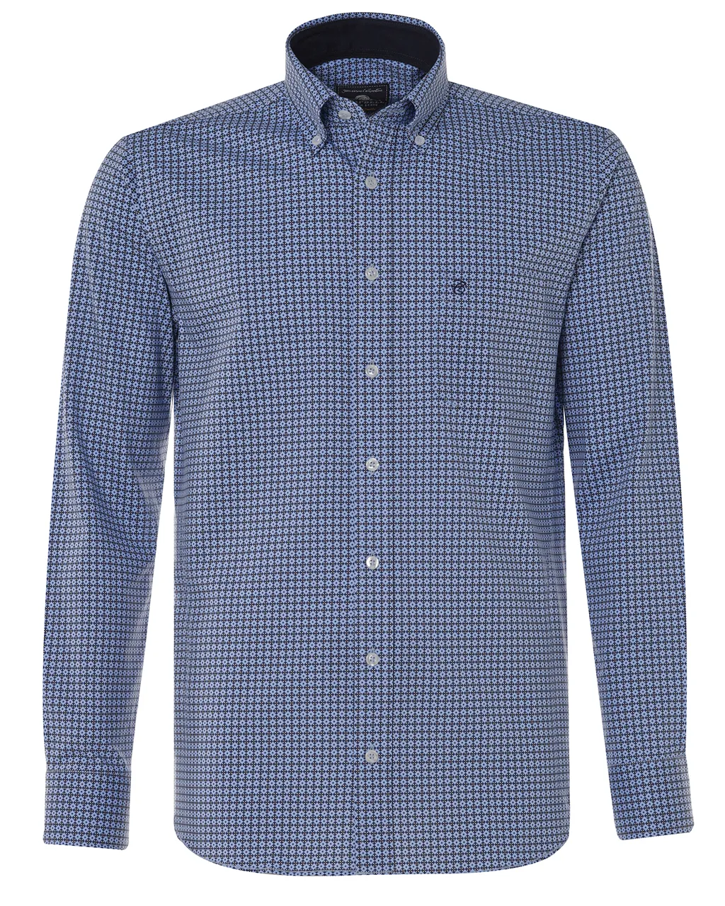 Campbell Casual Overhemd LM Middenblauw print 076482-010-L