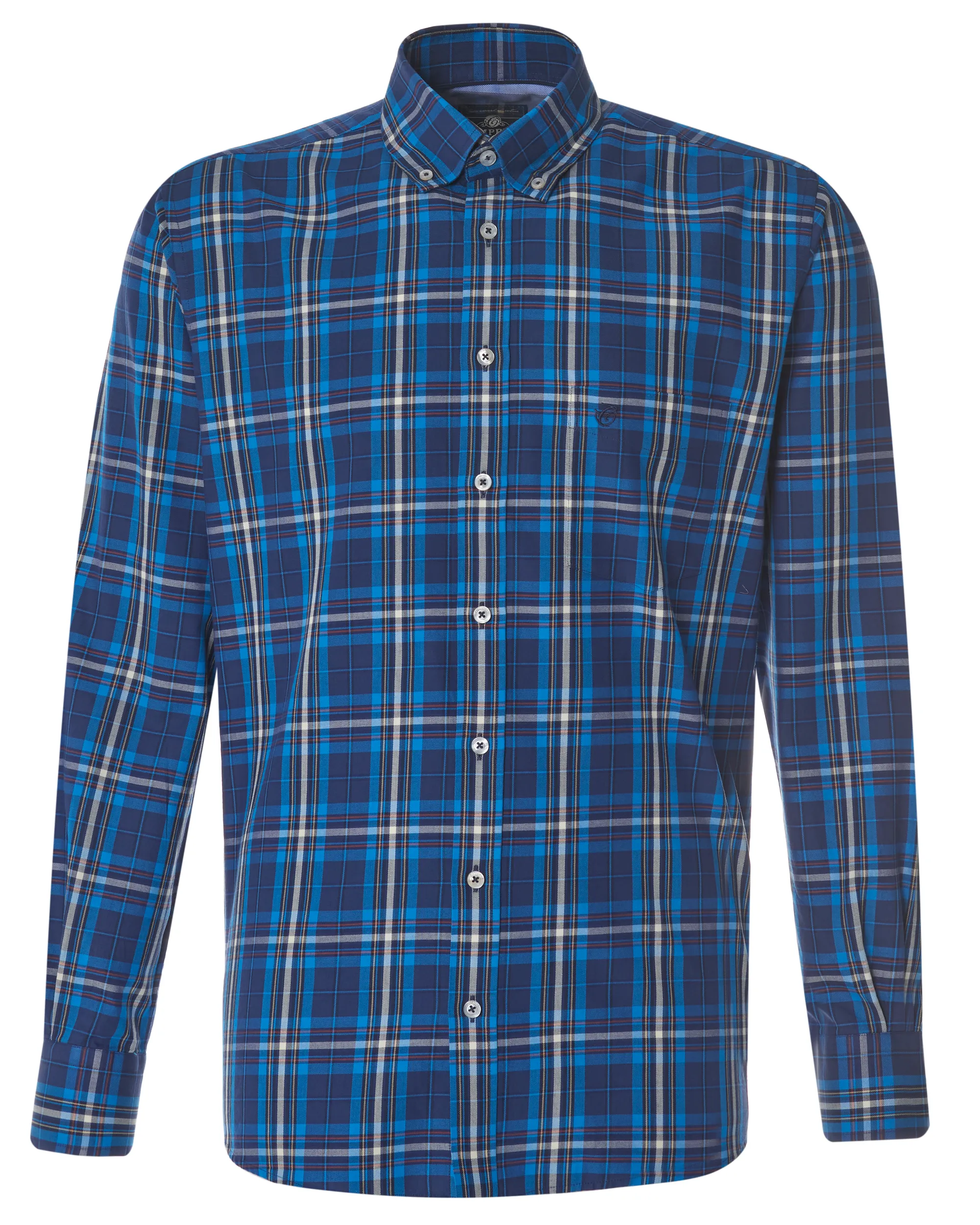 Campbell Casual Overhemd LM Donkerblauw grote ruit 077710-005-L