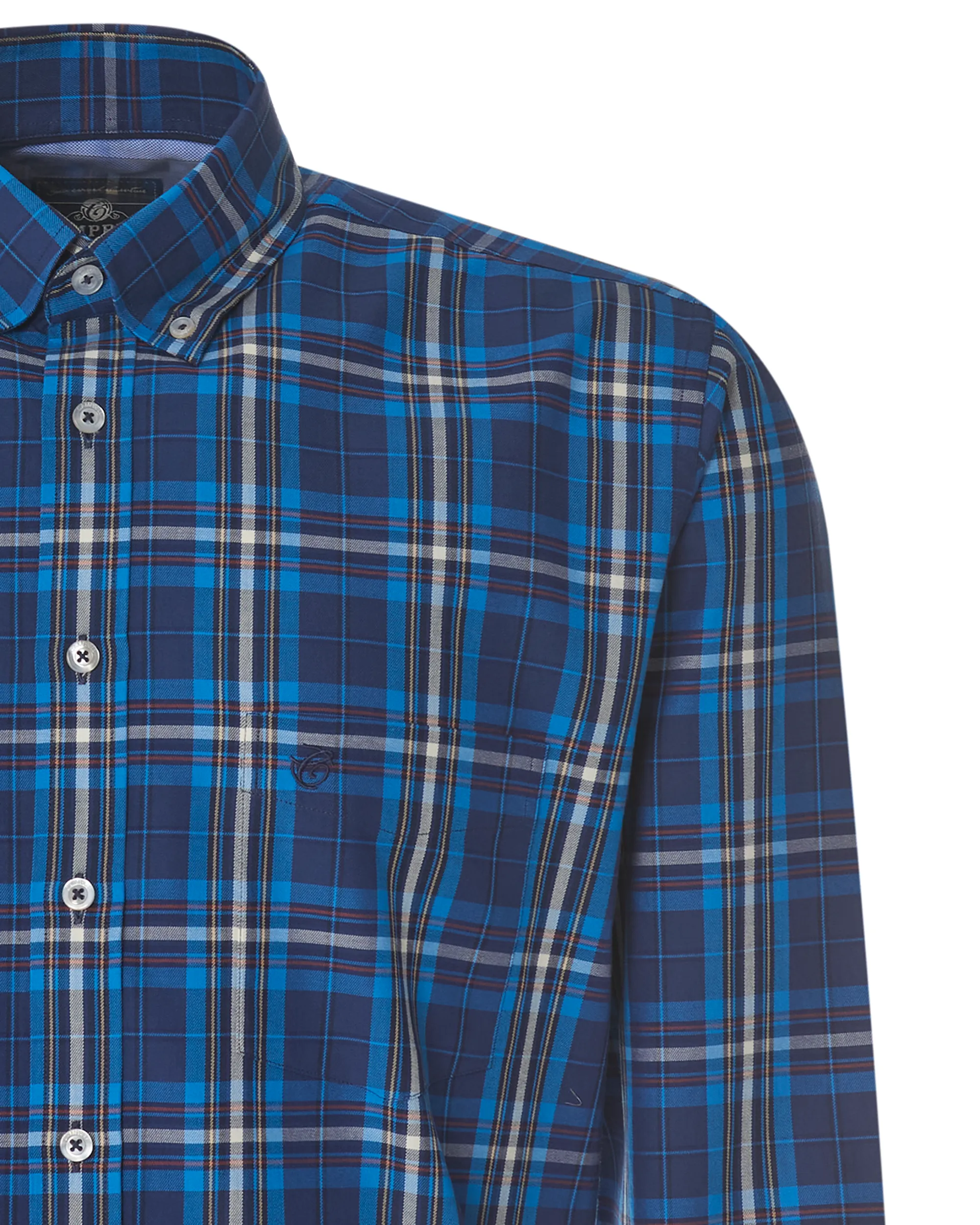 Campbell Casual Overhemd LM Donkerblauw grote ruit 077710-005-L