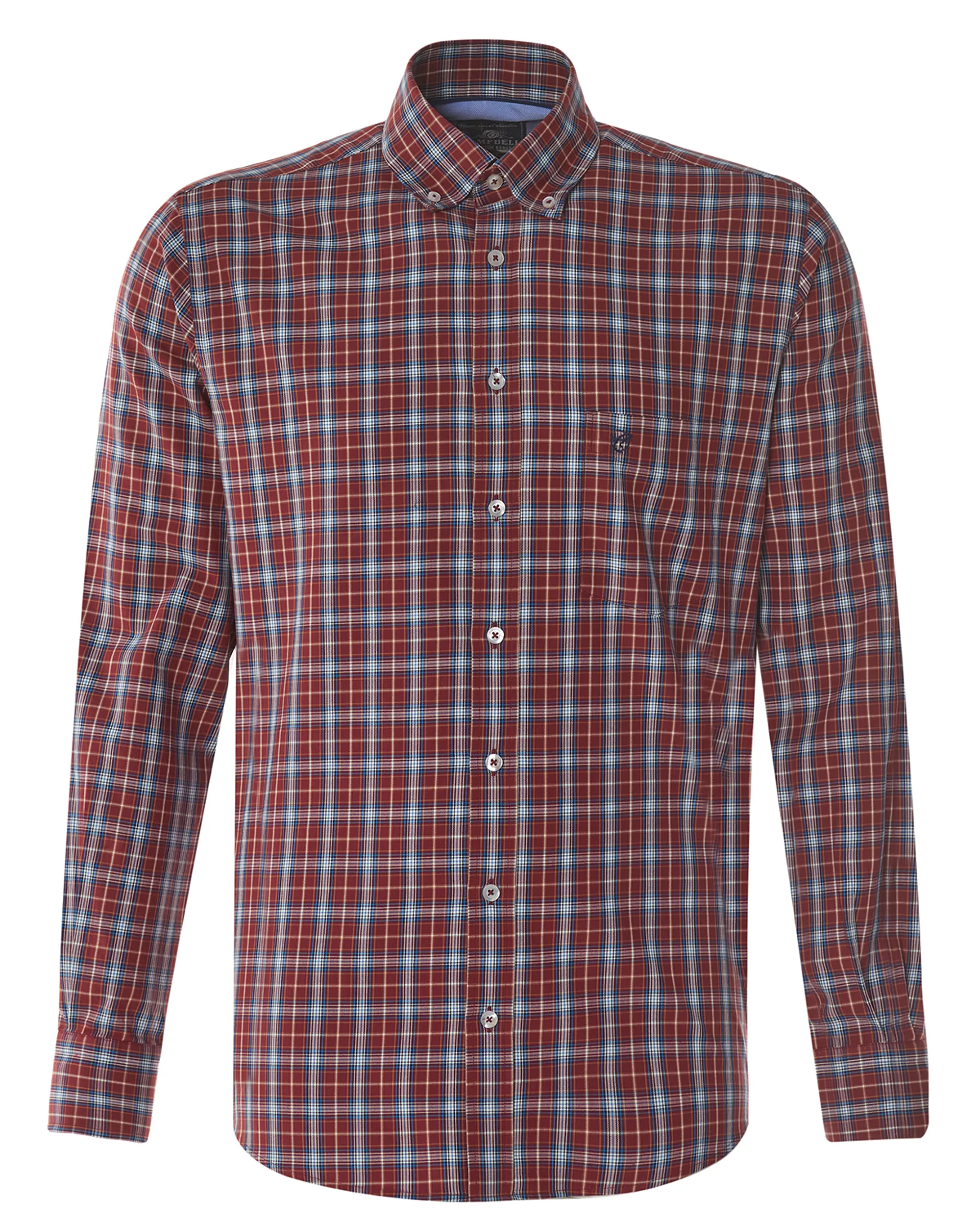Campbell Casual Overhemd LM Rood kleine ruit 077710-007-L