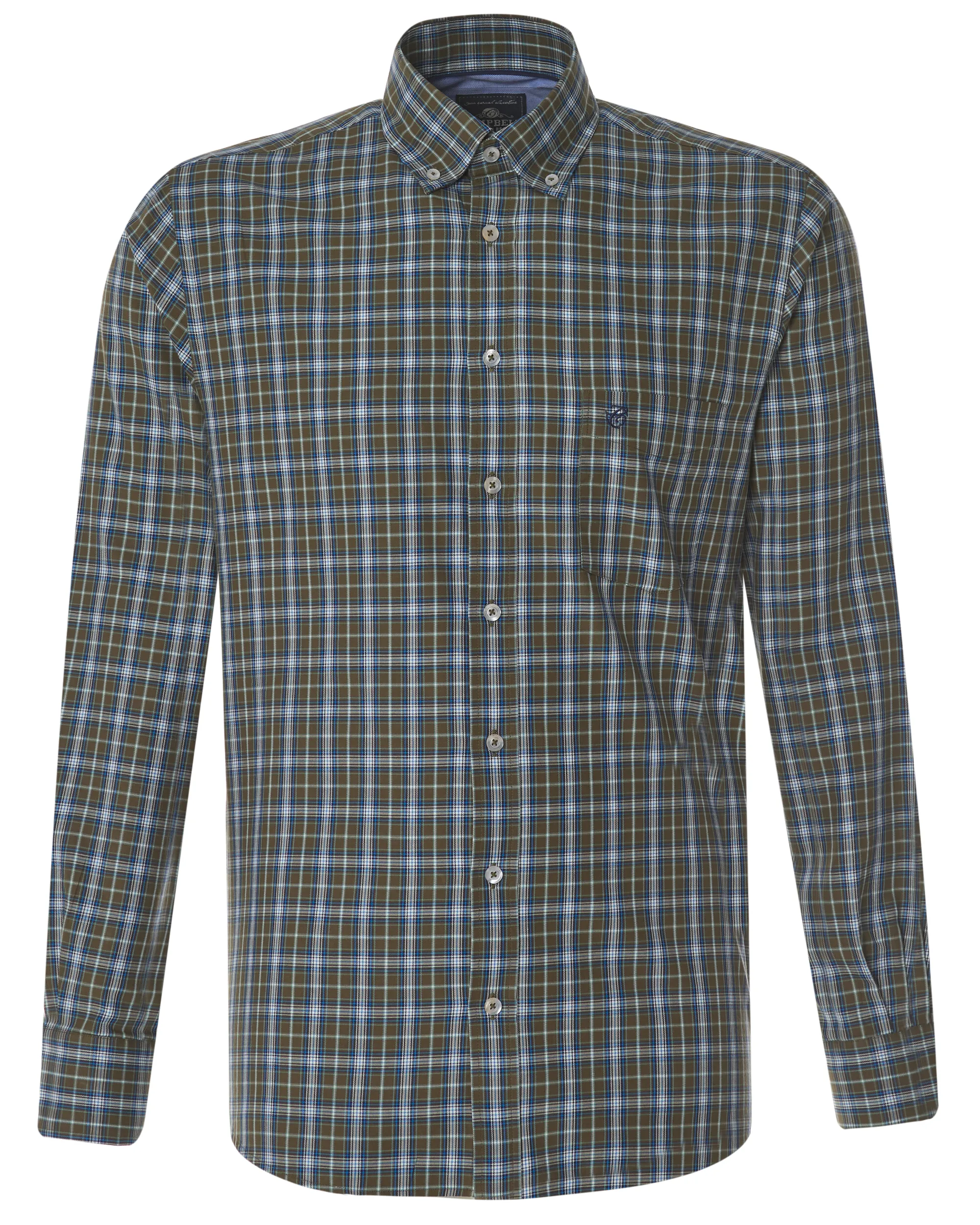 Campbell Casual Overhemd LM Groen kleine ruit 077710-009-L