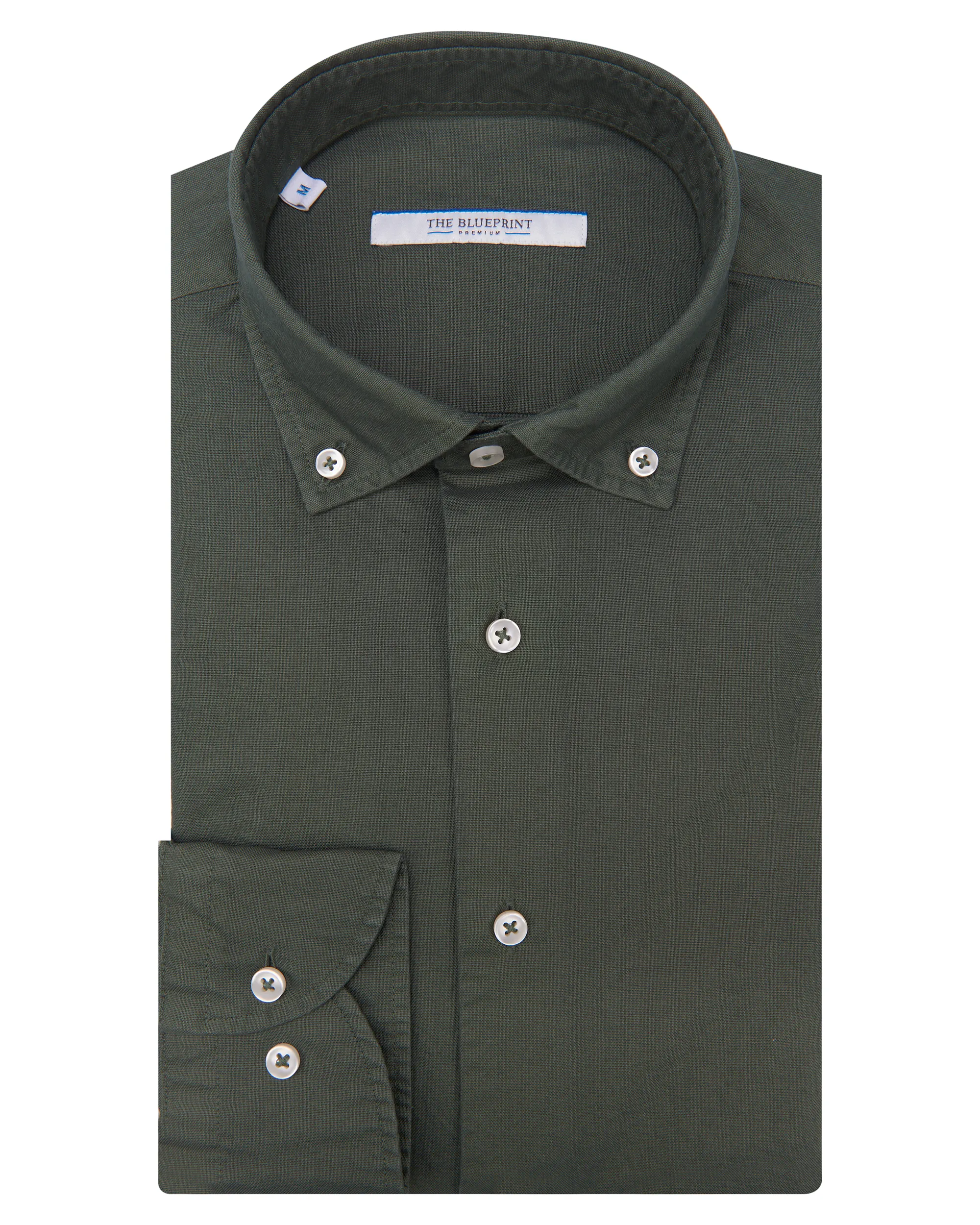 The BLUEPRINT Premium - Casual Overhemd LM Flessengroen uni 078401-003-L