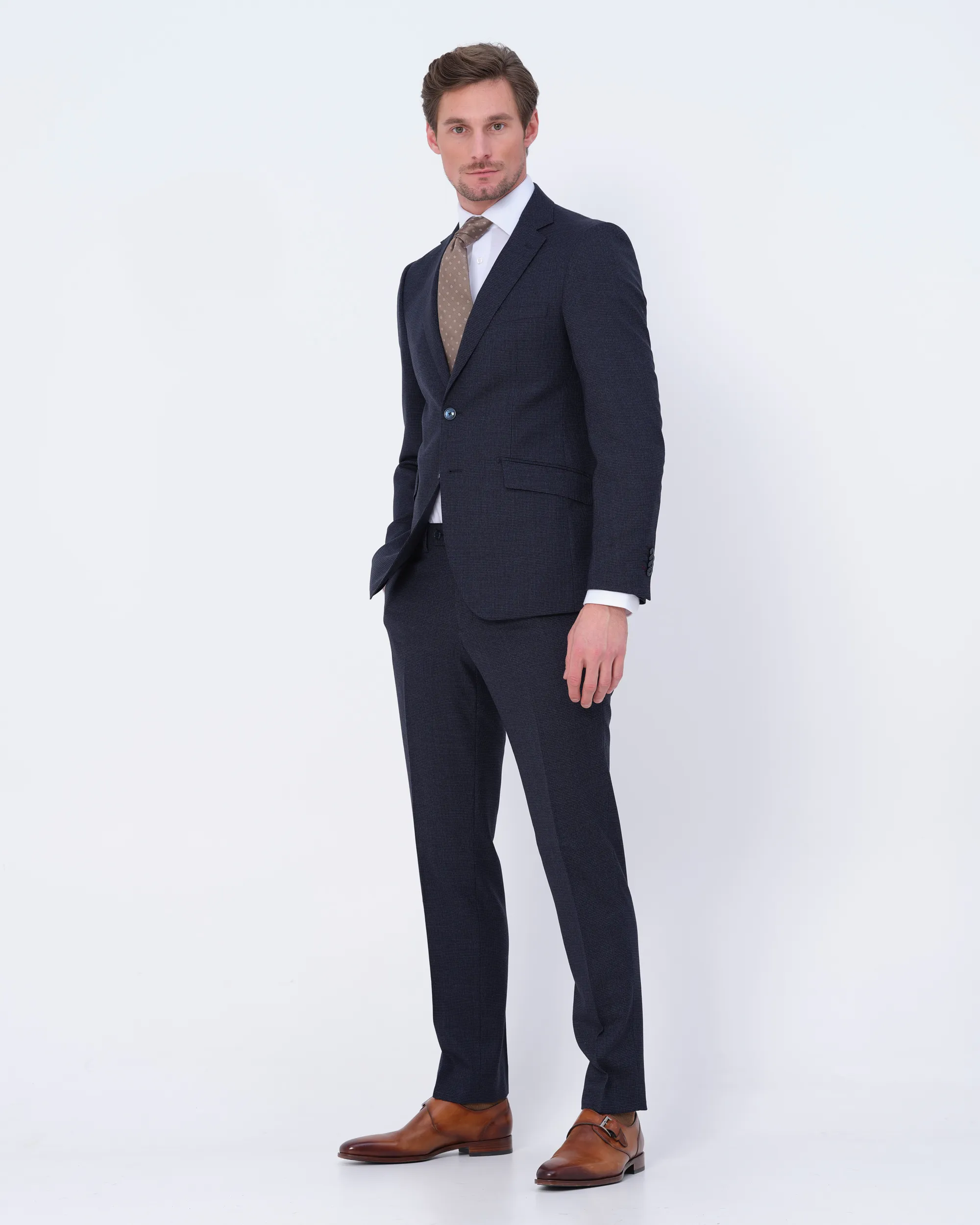 Recall Shaped Fit Pak Donkerblauw kleine ruit 080053-001-50