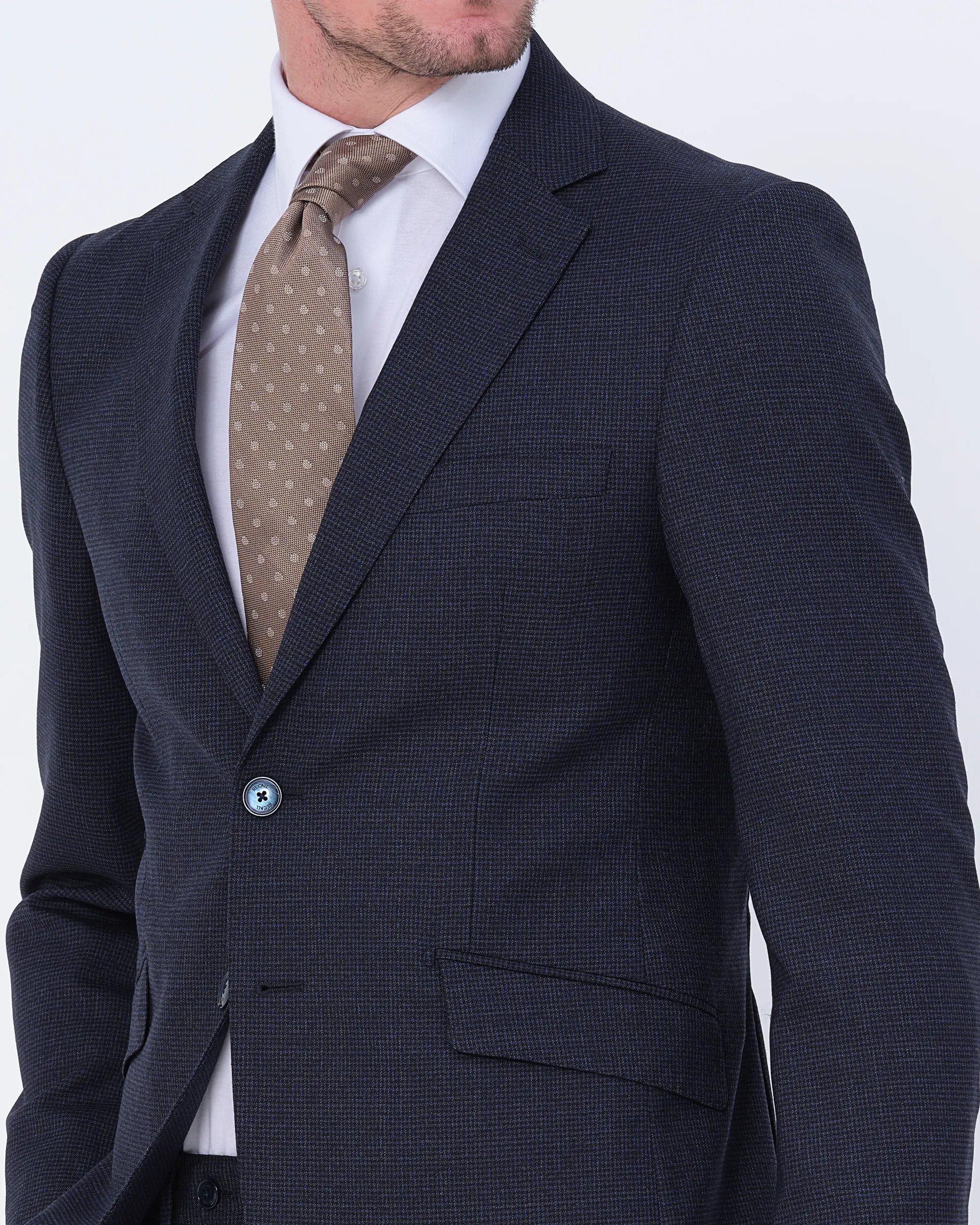 Recall Shaped Fit Pak Donkerblauw kleine ruit 080053-001-50