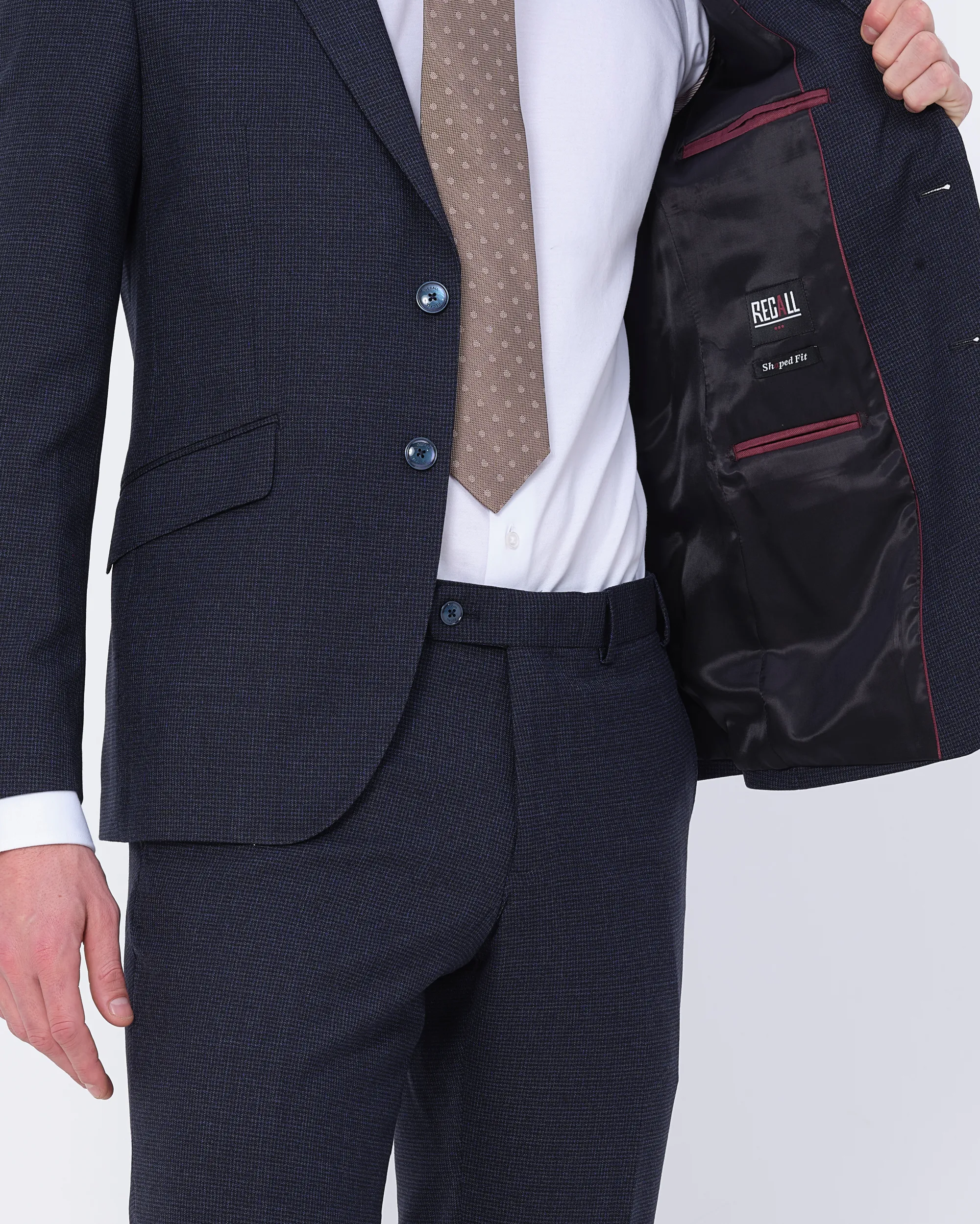 Recall Shaped Fit Pak Donkerblauw kleine ruit 080053-001-50