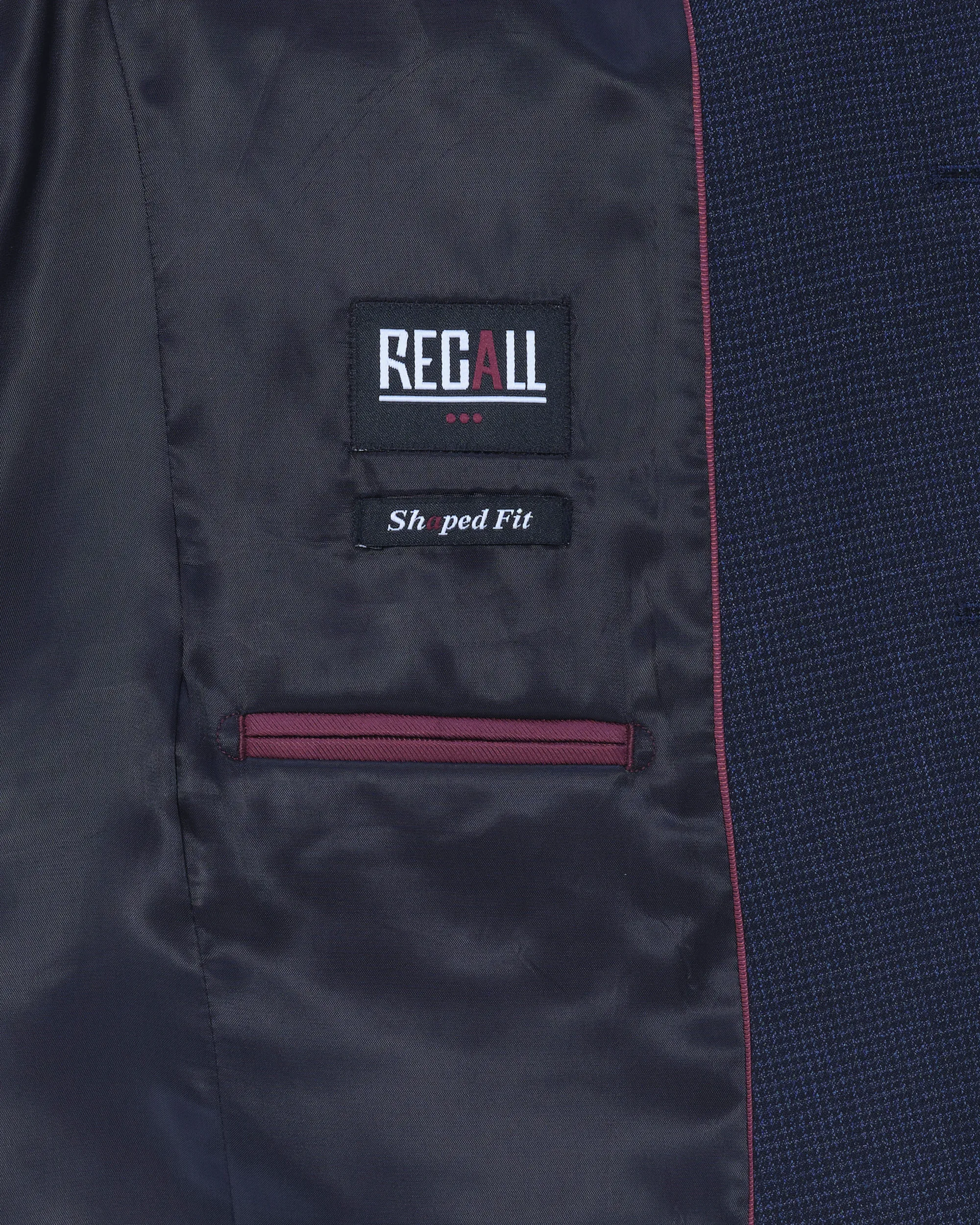 Recall Shaped Fit Pak Donkerblauw kleine ruit 080053-001-50